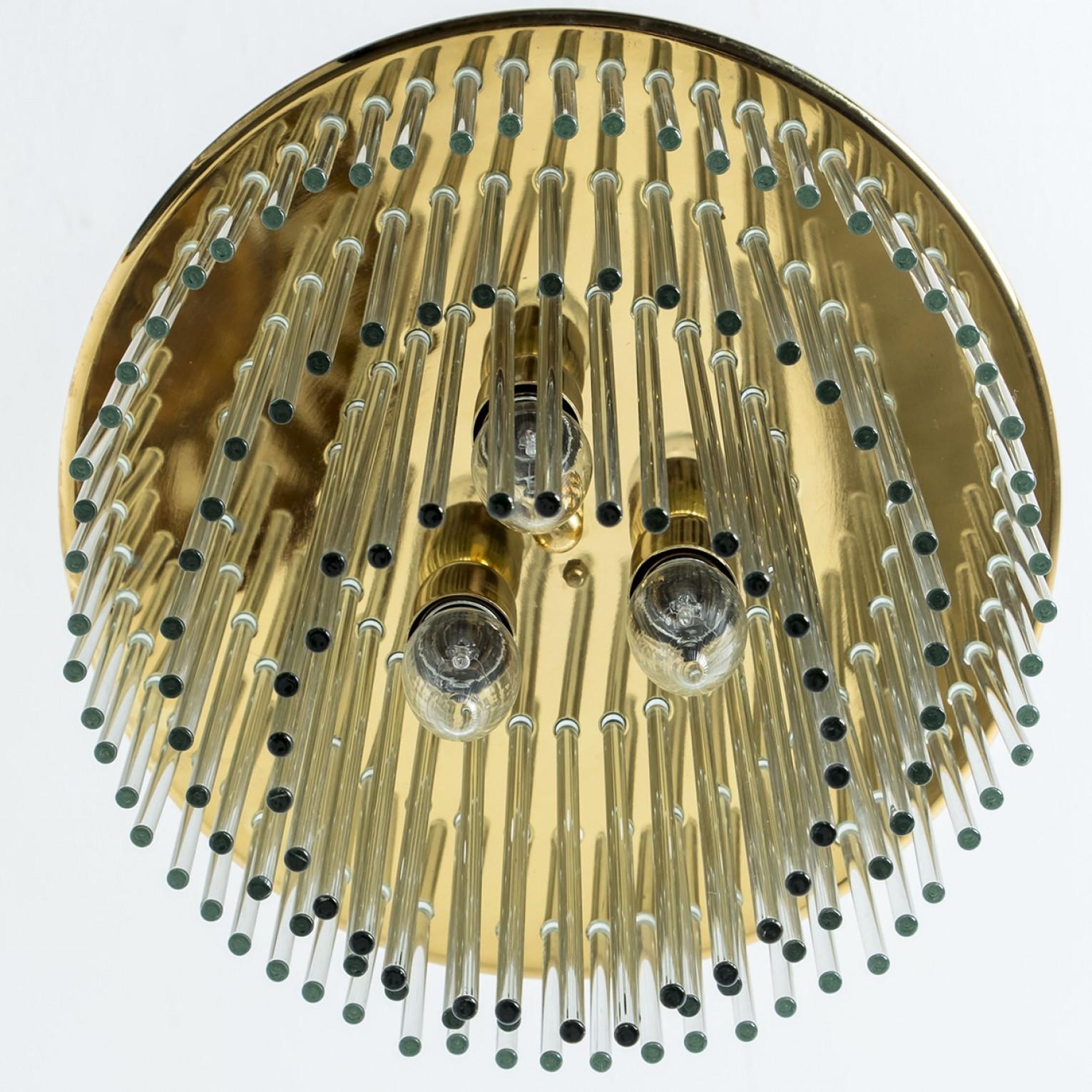 Clear Gold Glass Tube Chandelier by Sciolari, 1970s In Good Condition For Sale In Rijssen, NL