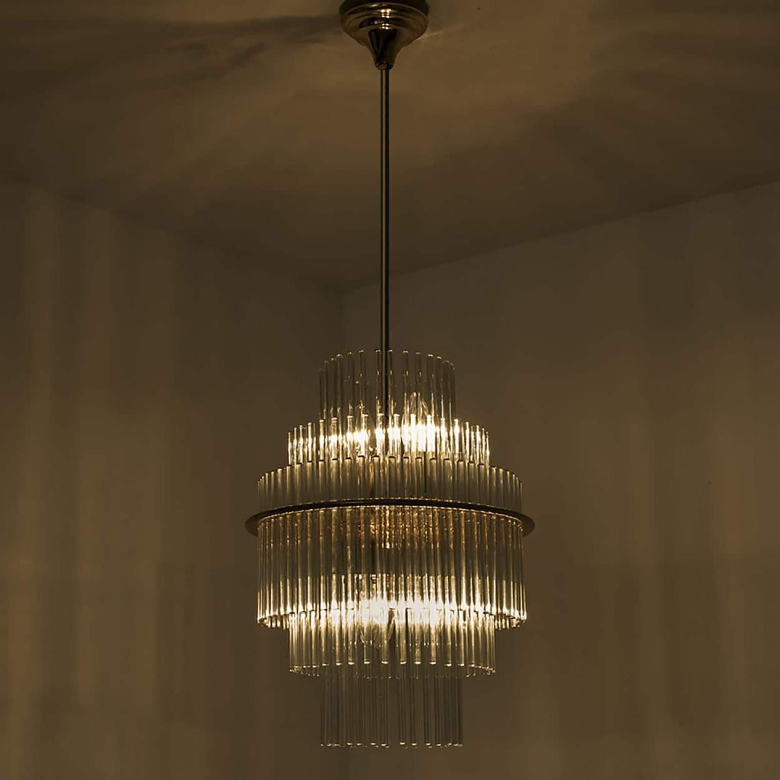 Late 20th Century Clear Gold Glass Tube Chandelier by Sciolari, 1970s For Sale