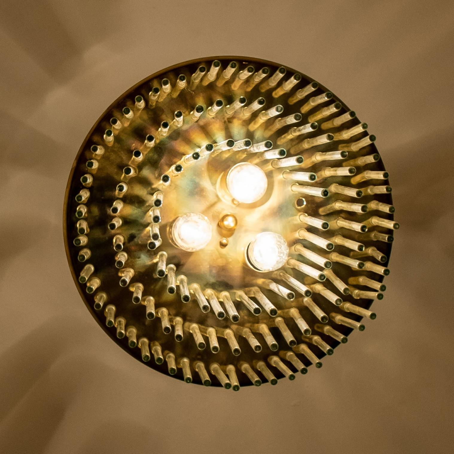 Lámpara de tubo de cristal dorado transparente by Sciolari, 1970s finales del siglo XX en venta