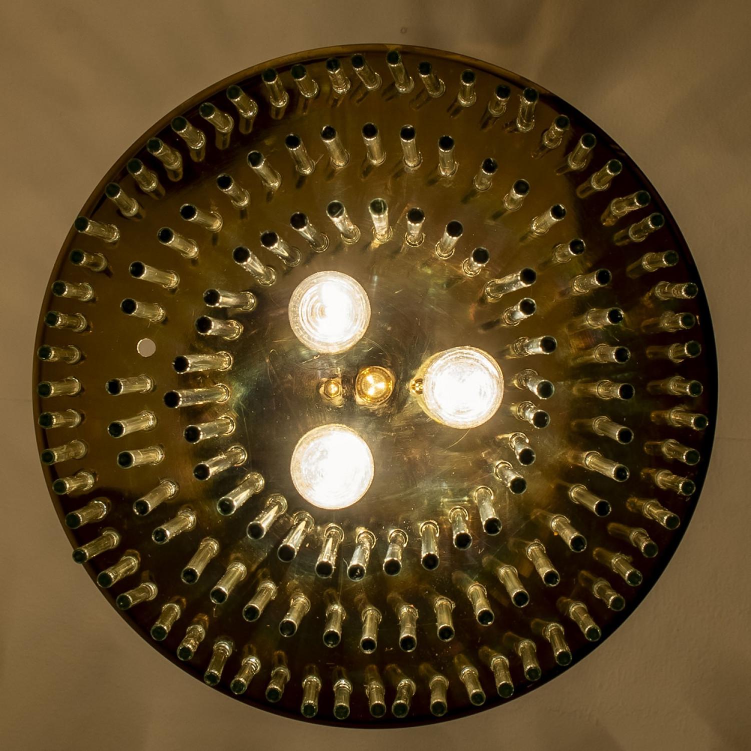 Clear Gold Glass Tube Chandelier by Sciolari, 1970s For Sale 1