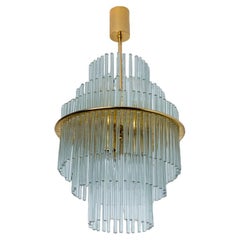 Vintage Clear Gold Glass Tube Chandelier by Sciolari, 1970s
