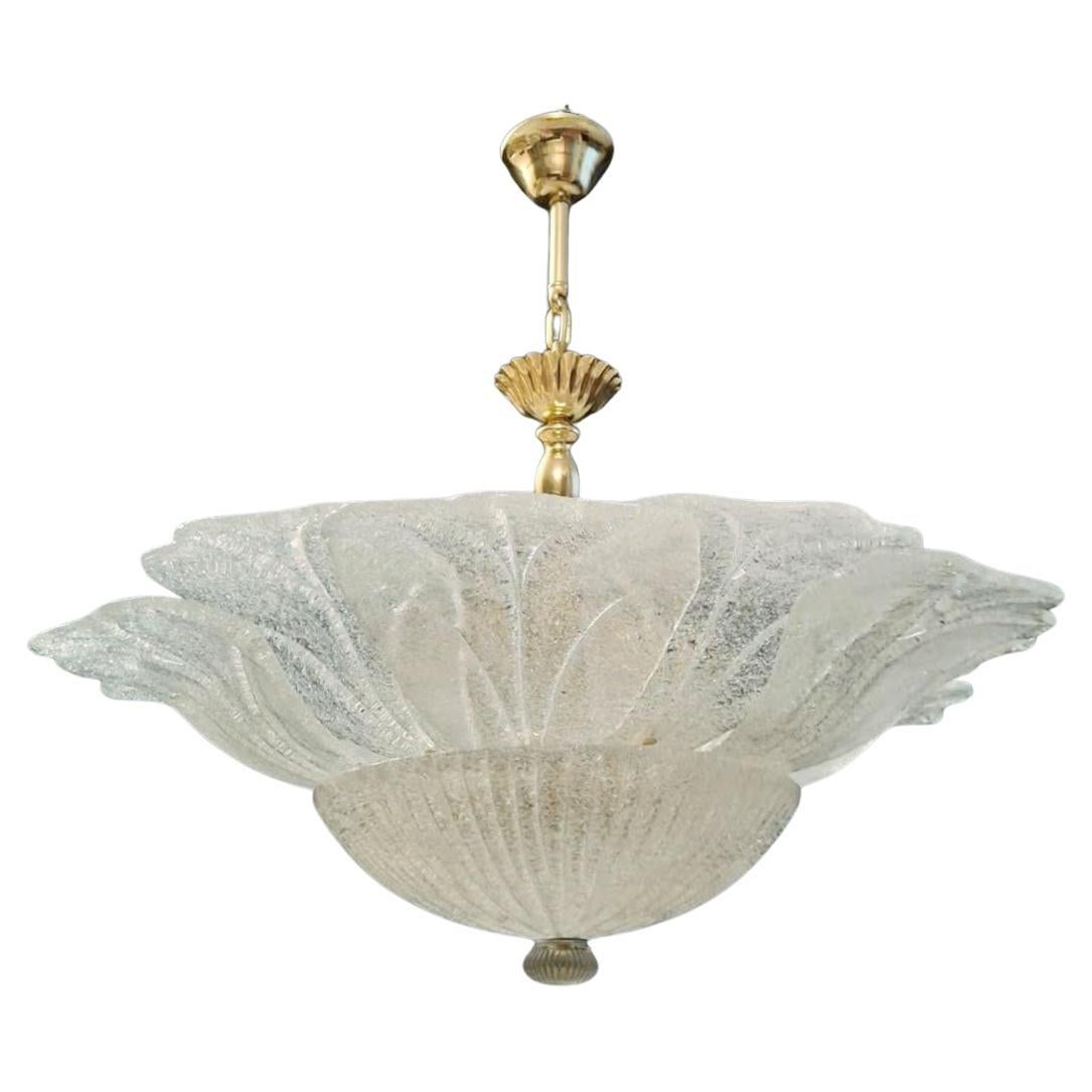 Clear Graniglia Murano Chandelier, 2 Available