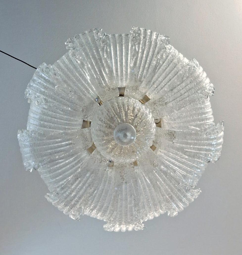 Clear Graniglia Murano Flush Mount, 2 Available In Good Condition For Sale In Los Angeles, CA