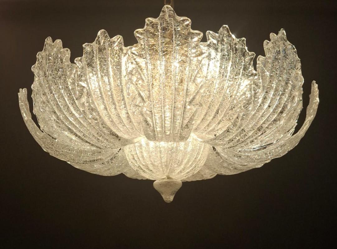20th Century Clear Graniglia Murano Flush Mount, 2 Available For Sale