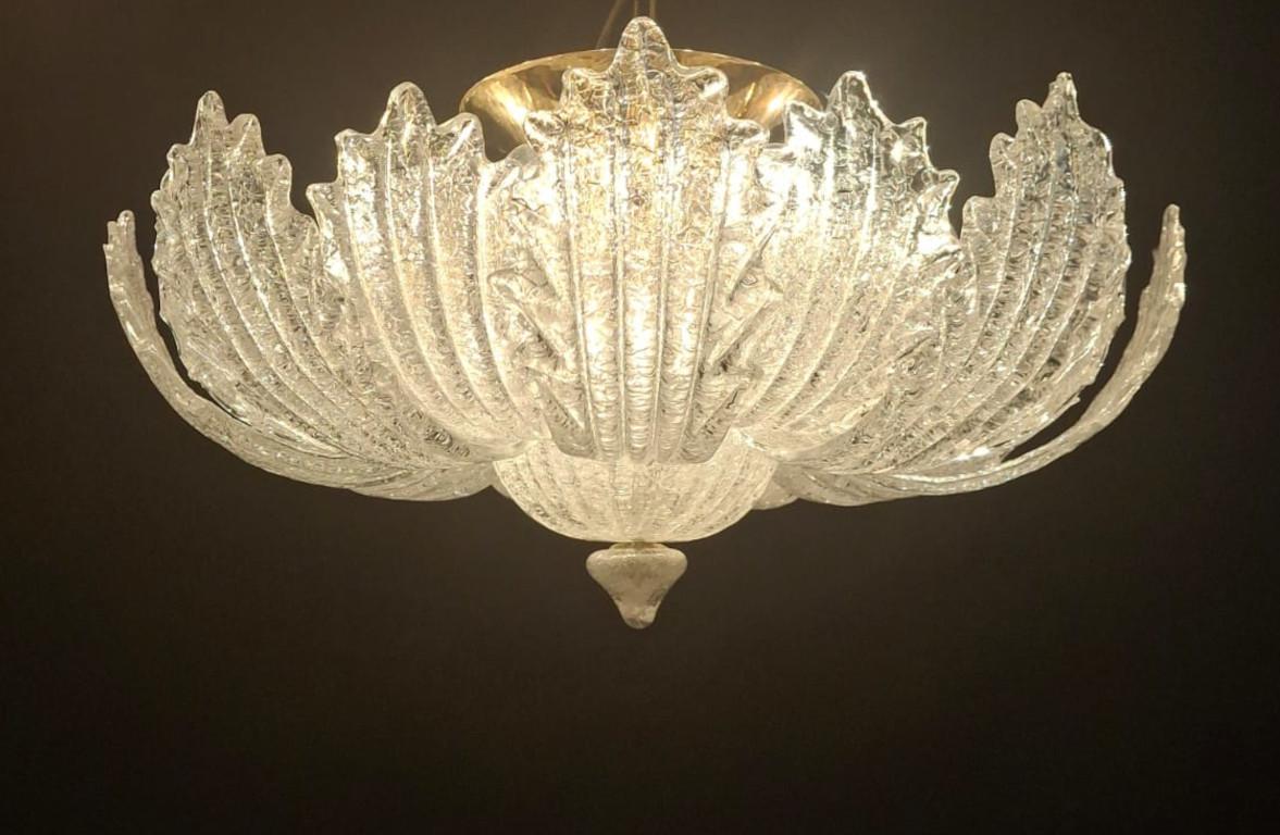 Murano Glass Clear Graniglia Murano Flush Mount, 2 Available For Sale