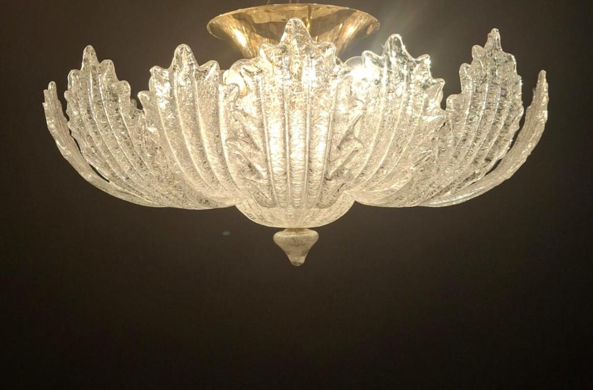 Clear Graniglia Murano Flush Mount, 2 Available For Sale 1