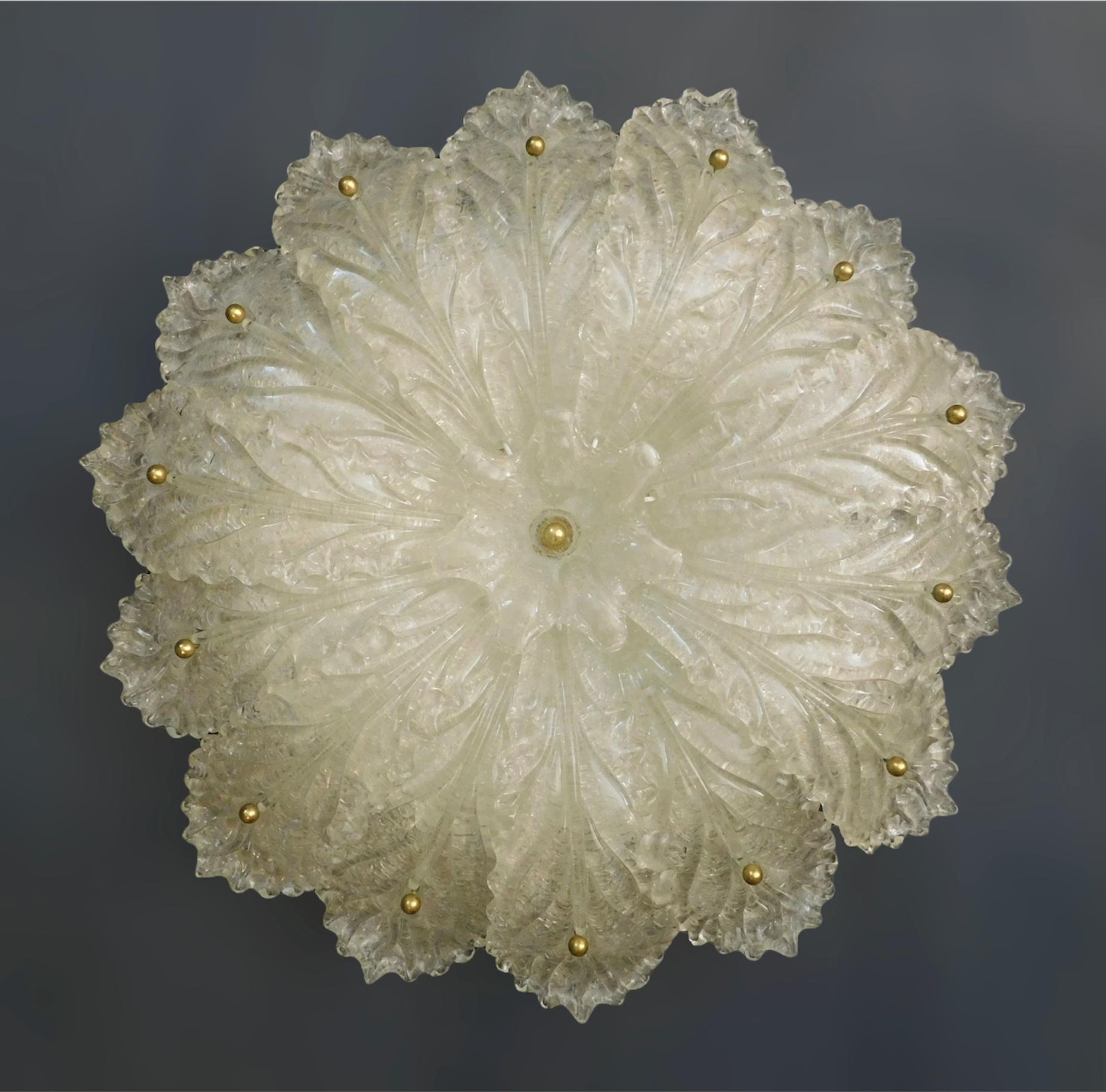 Mid-Century Modern Clear Graniglia Murano Flush Mount For Sale