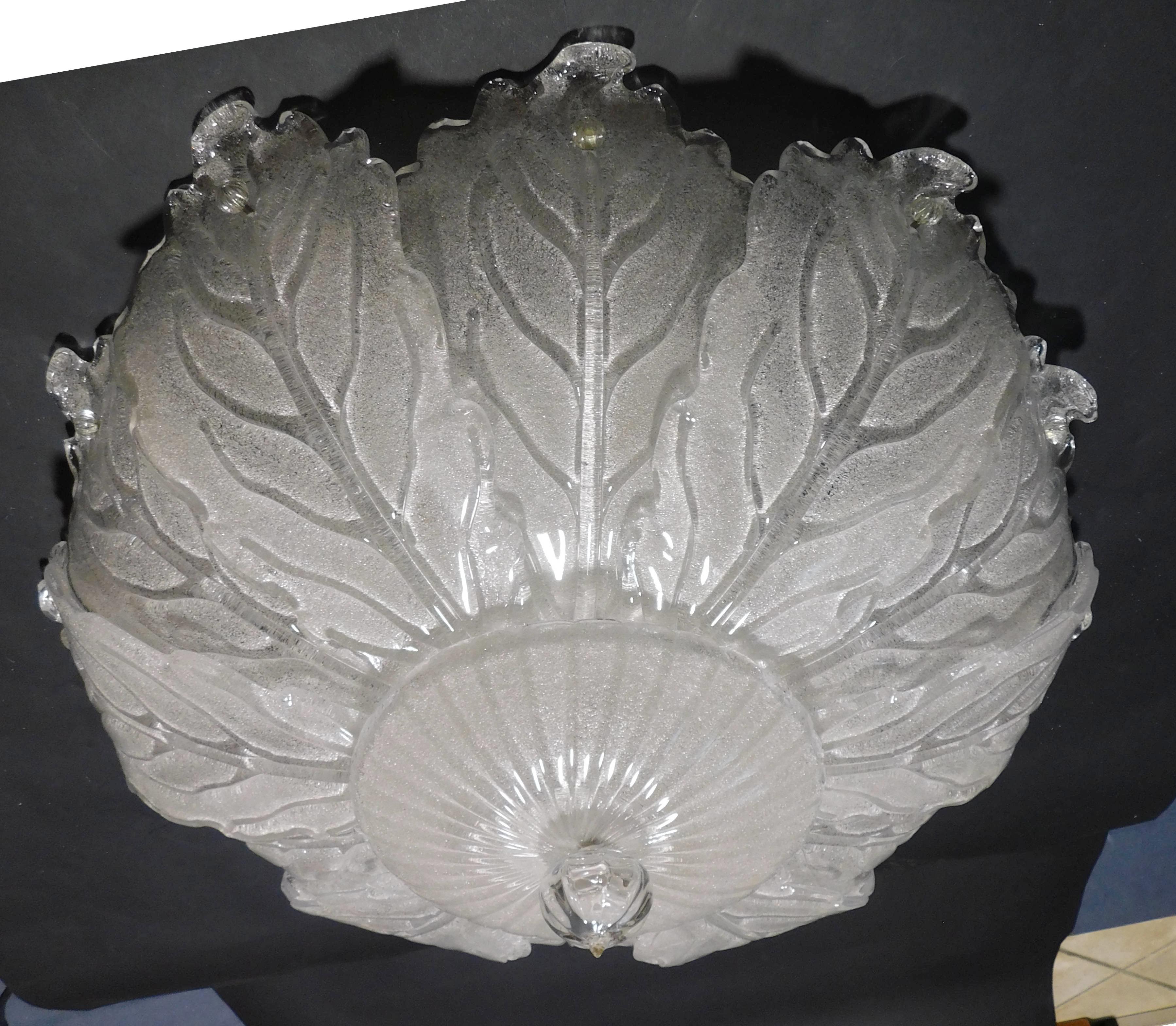 Mid-Century Modern Clear Graniglia Murano Flush Mount en vente