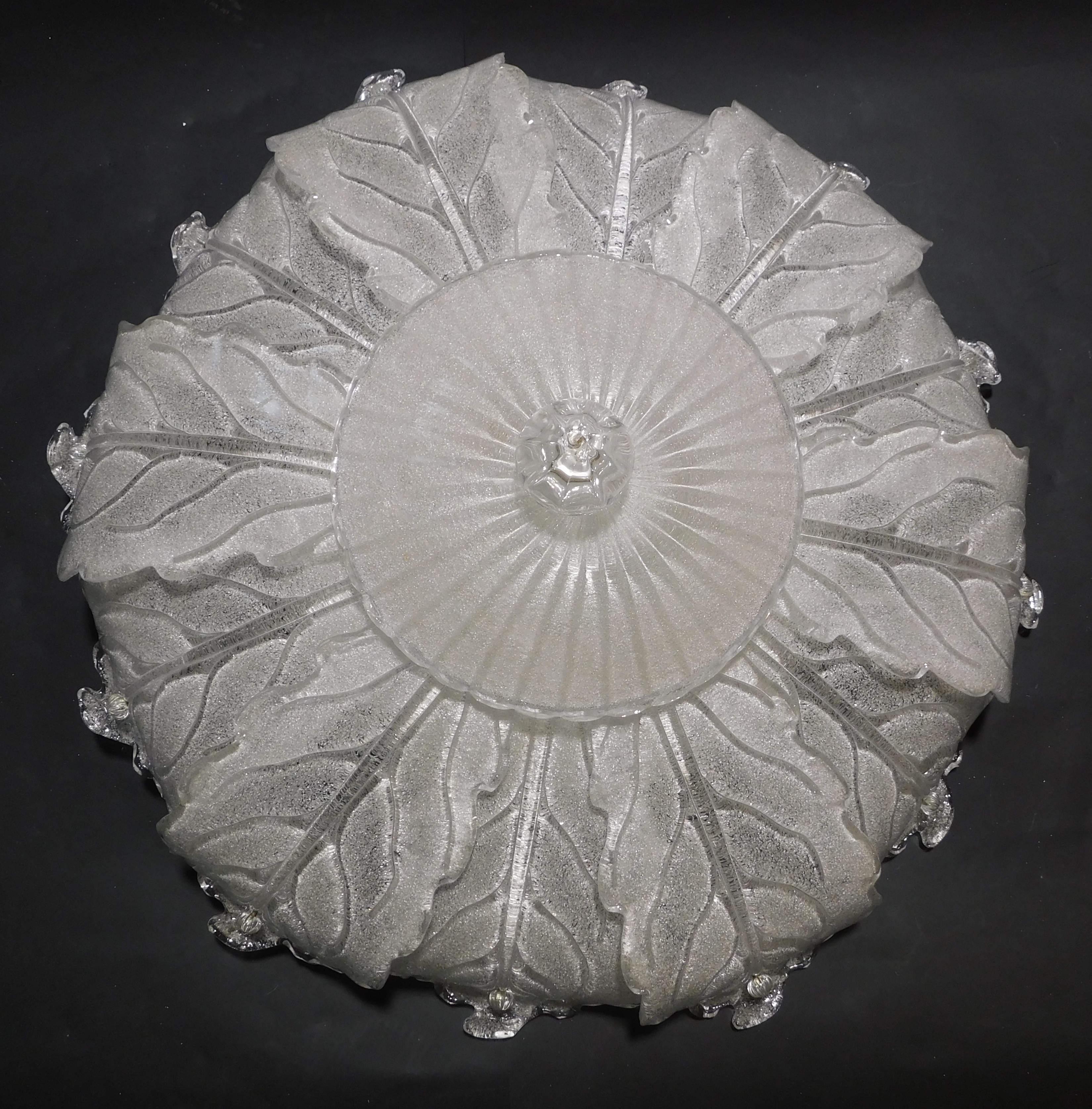 italien Clear Graniglia Murano Flush Mount en vente