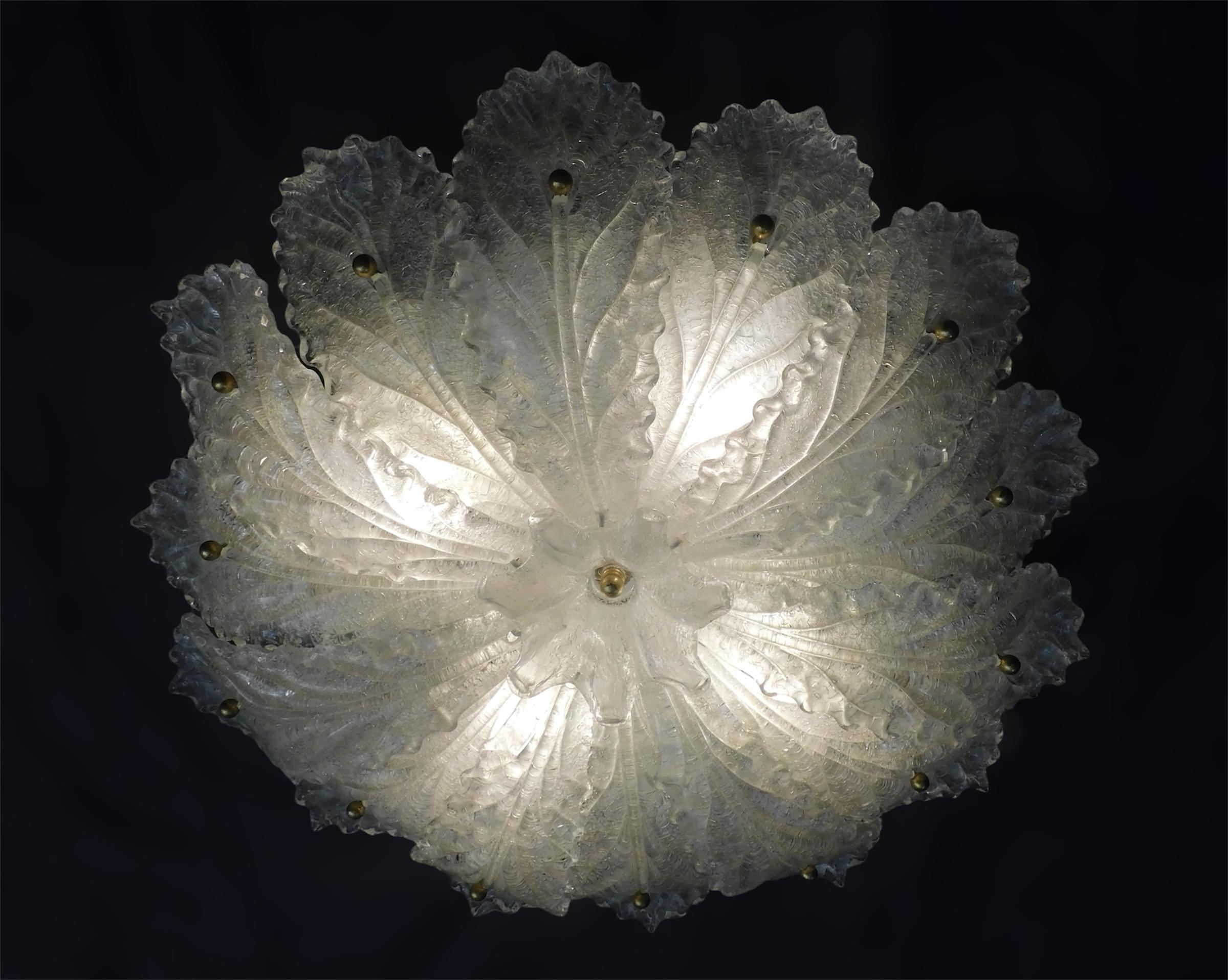 Clear Graniglia Murano Flush Mount In Good Condition For Sale In Los Angeles, CA