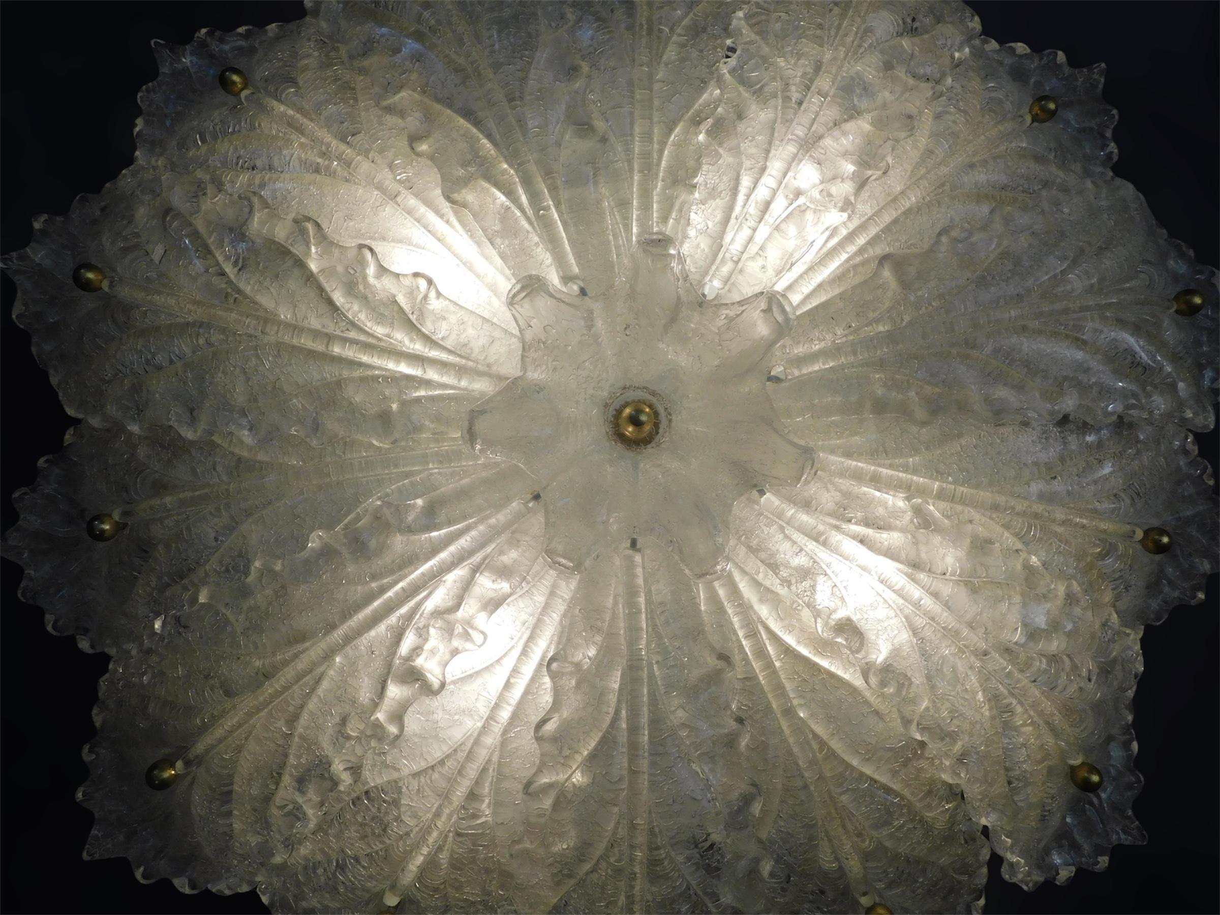 20th Century Clear Graniglia Murano Flush Mount For Sale