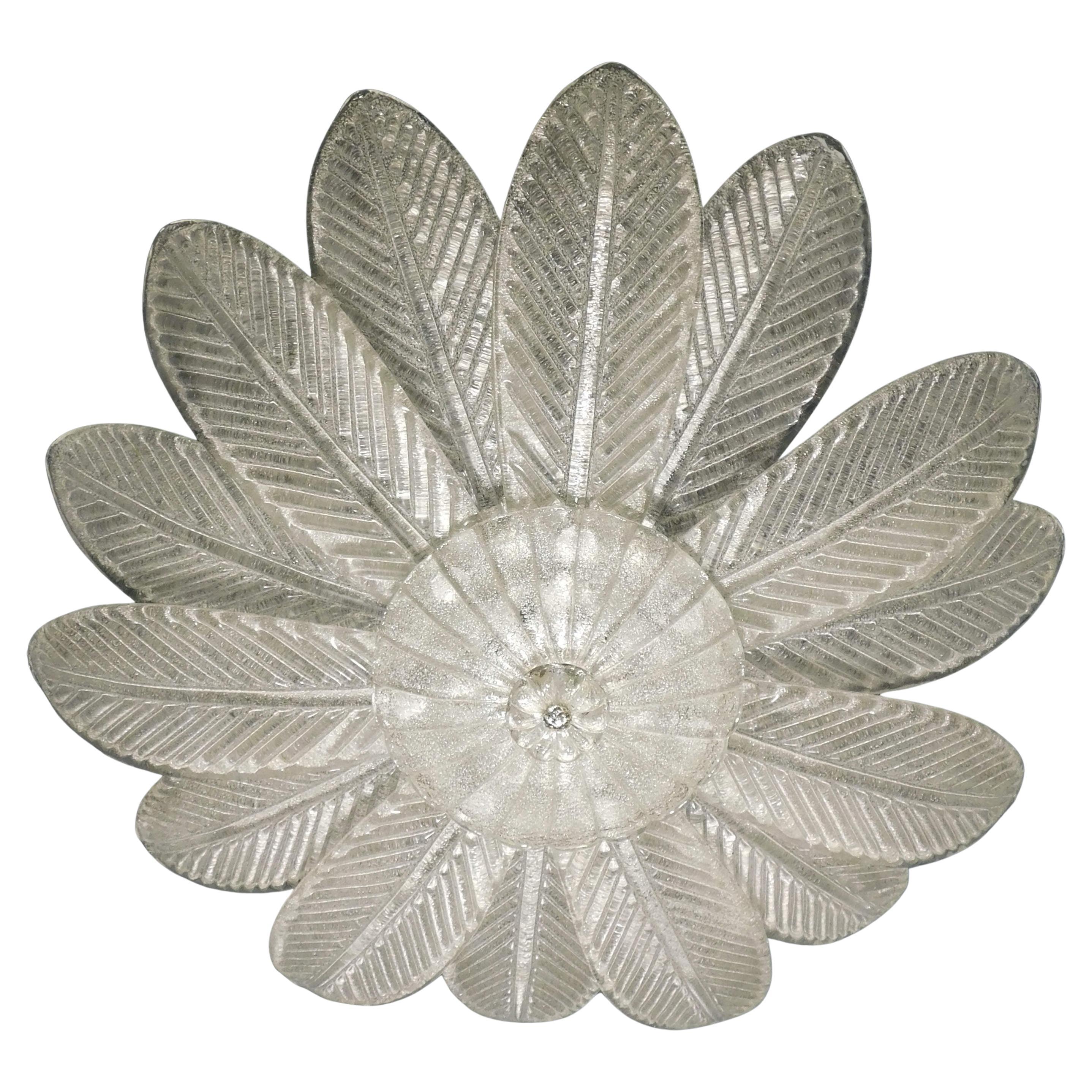 Clear Graniglia Murano Leaves Flush Mount For Sale