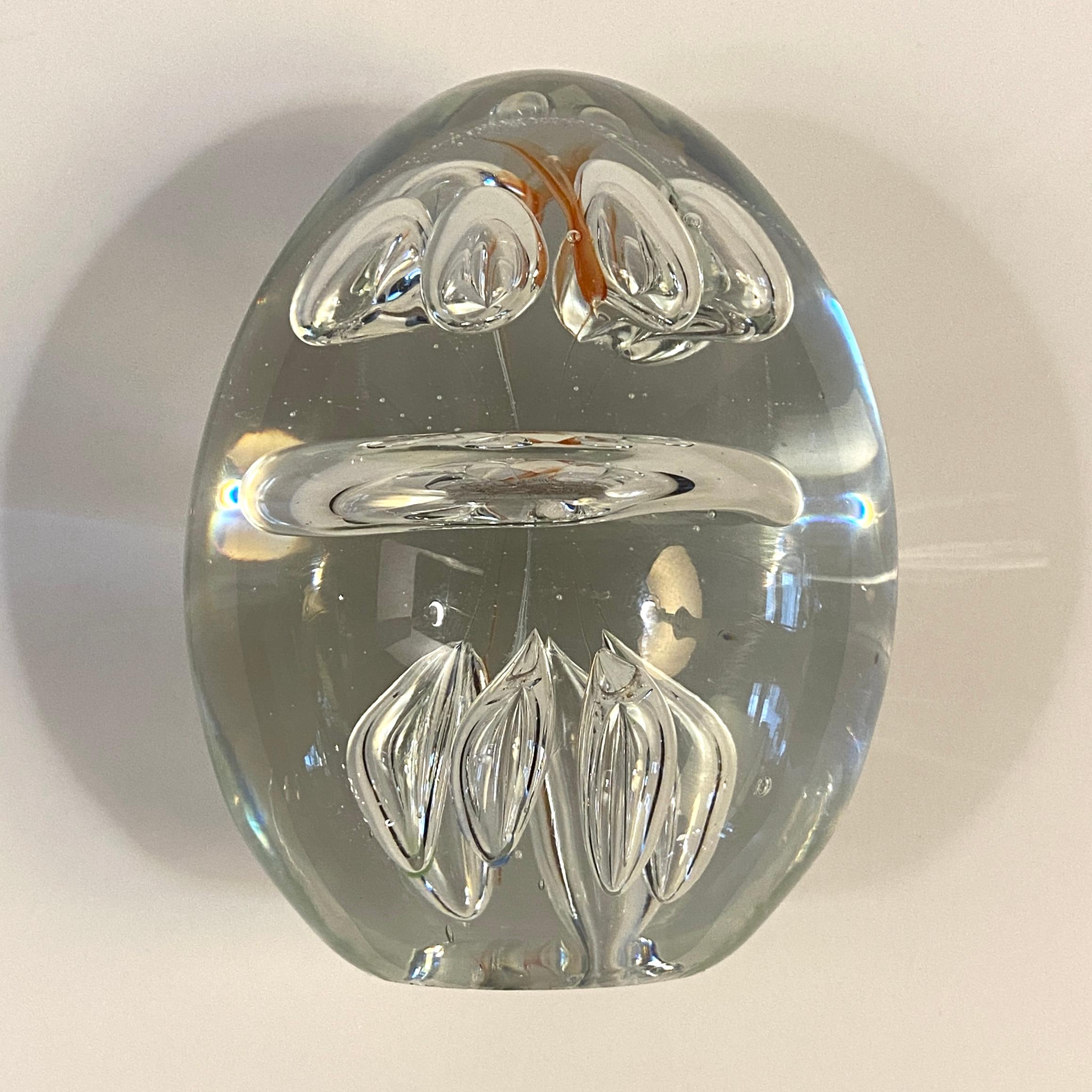 Clear Hand Blown Art Glass Paperweight For Sale 3