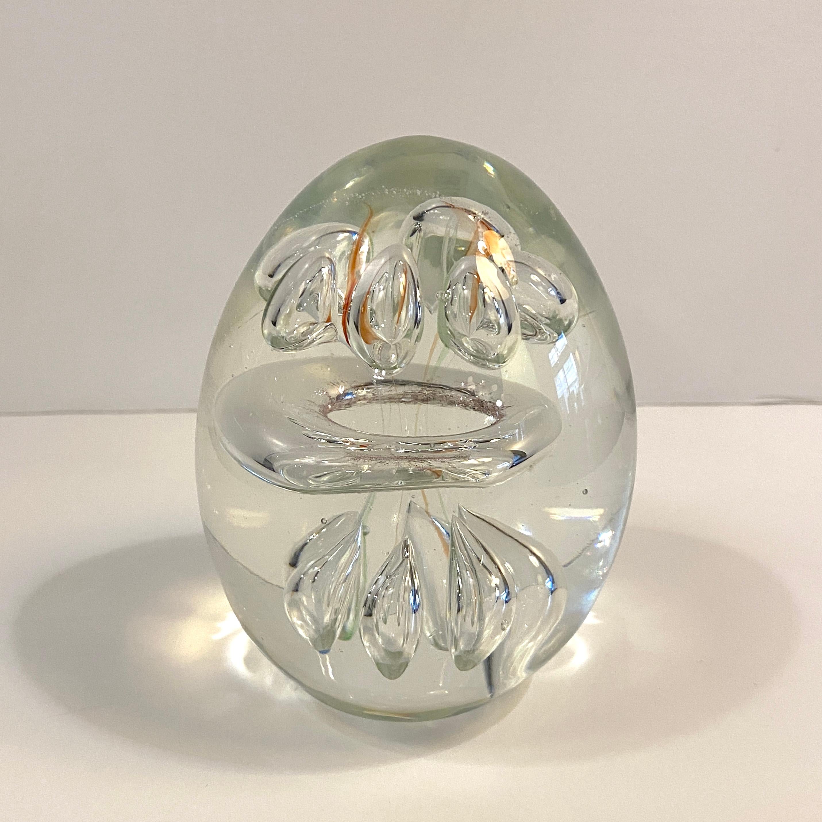 Clear Hand Blown Art Glass Paperweight For Sale 4