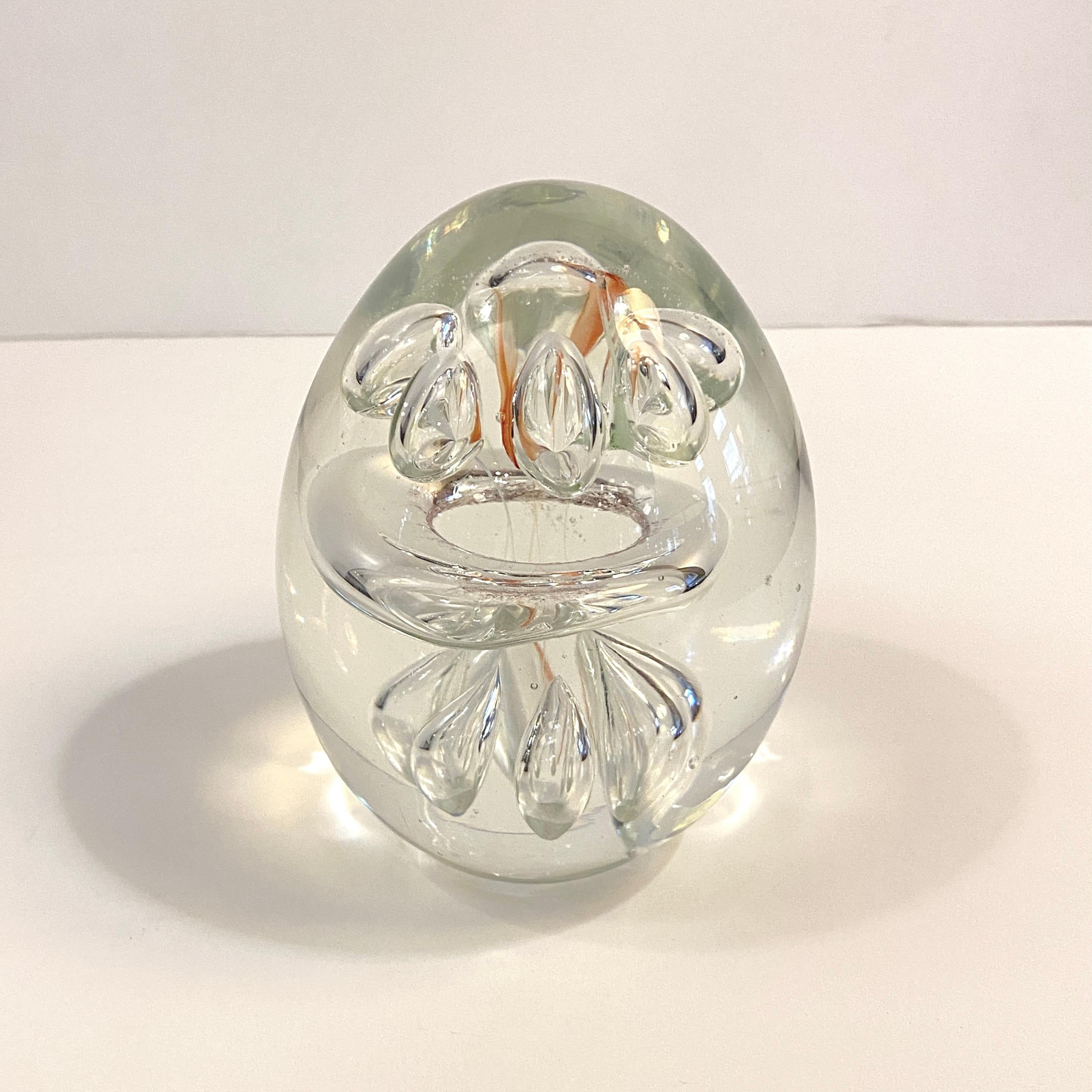 Mid-Century Modern Clear Hand Blown Art Glass Paperweight For Sale