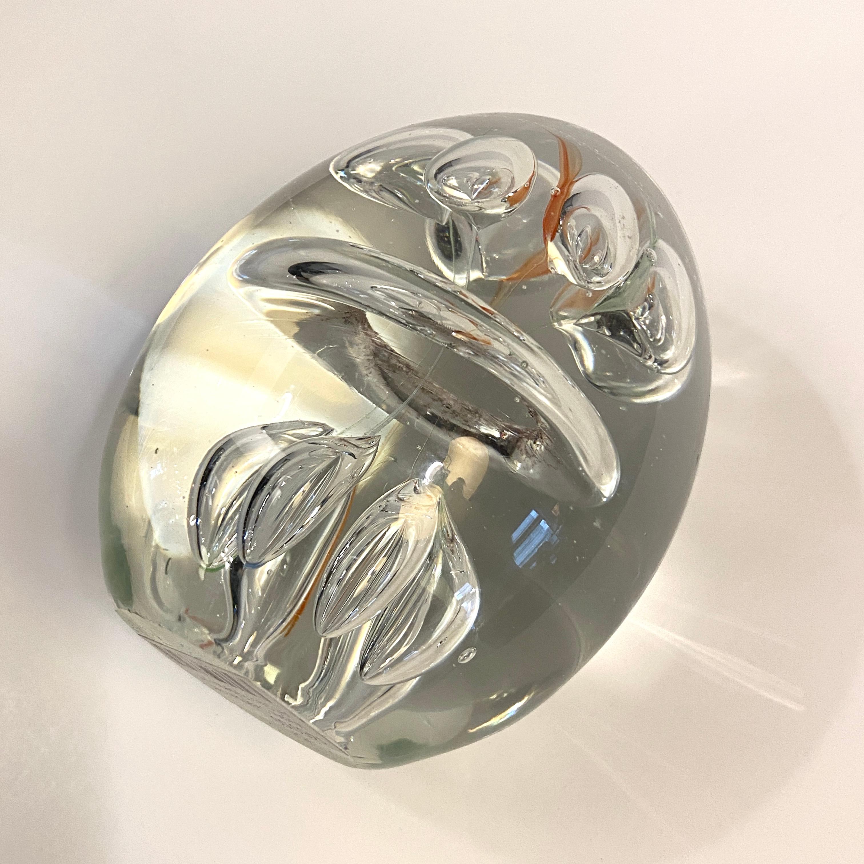 Italian Clear Hand Blown Art Glass Paperweight For Sale