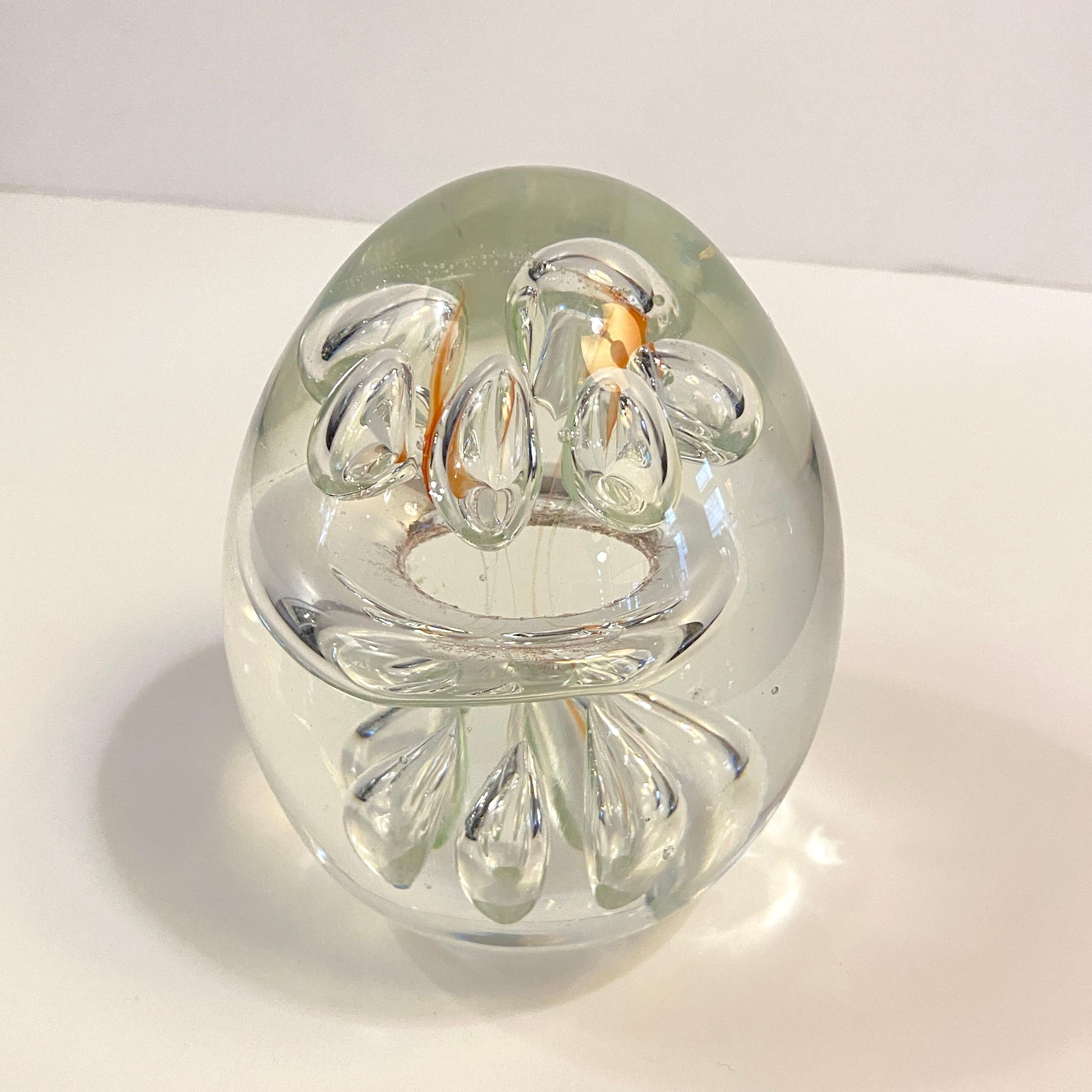 Clear Hand Blown Art Glass Paperweight For Sale 1