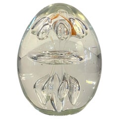 Vintage Clear Hand Blown Art Glass Paperweight