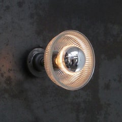 Clear Holophane Glass Cast Iron Brass Sconces Wall Lamps