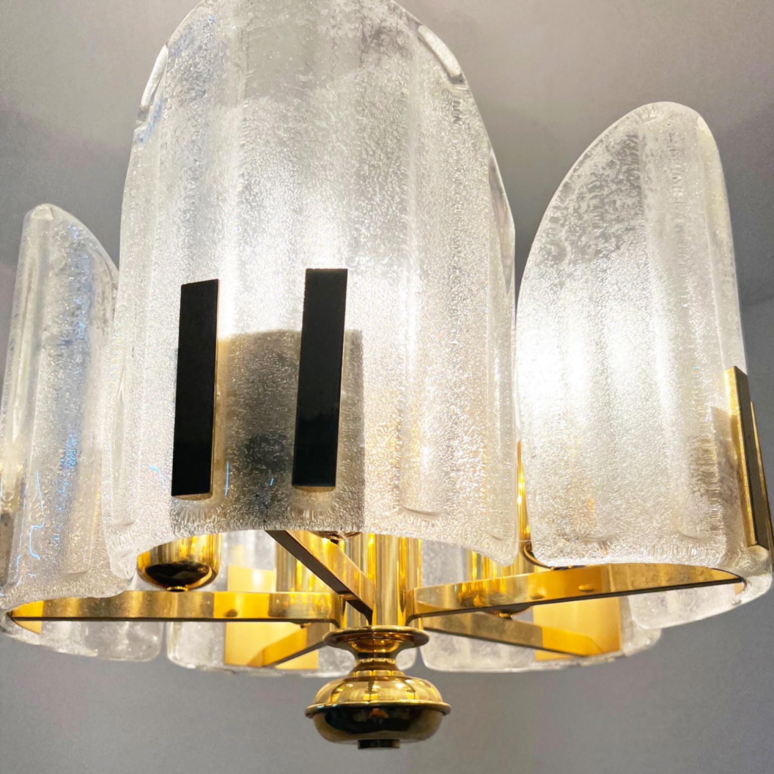 Other Clear Ice Glass Chandelier in the style of Fagerlund, 1960s For Sale