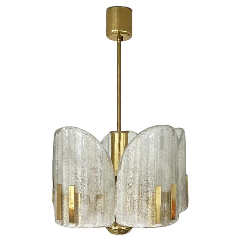 Clear Ice Glass Chandelier in the style of Fagerlund, 1960s