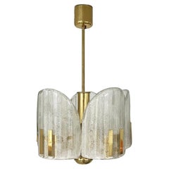 Clear Ice Glass Chandelier in the style of Fagerlund, 1960s