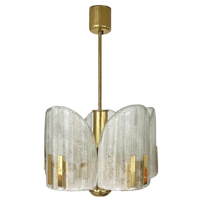 Clear Ice Glass Chandelier in the style of Fagerlund, 1960s