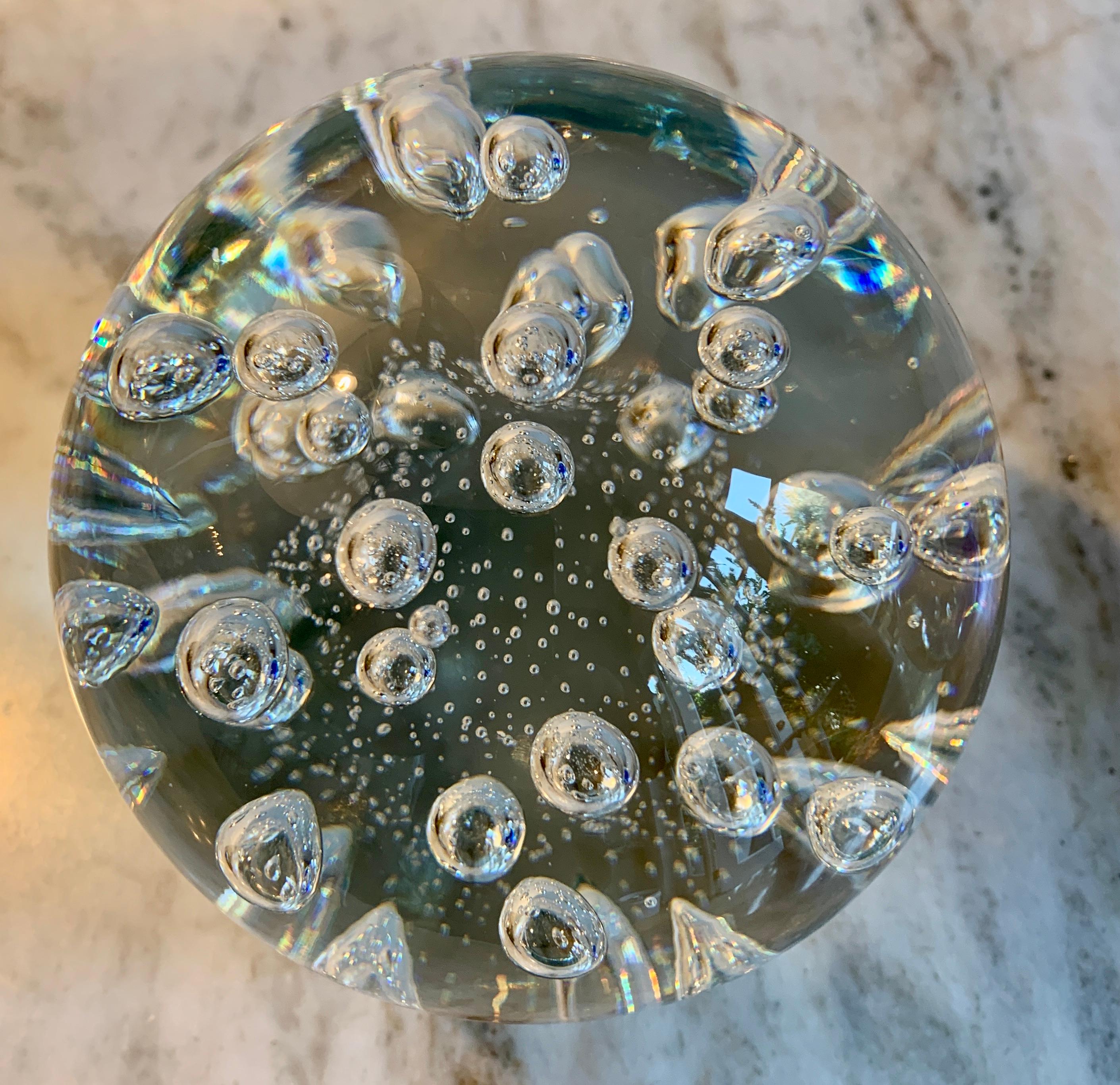 Clear Italian Murano Glass Paper Weight with Bubbles at 1stDibs clear glass paperweight, clear
