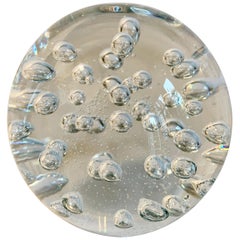Clear Italian Murano Glass Paper Weight with Bubbles
