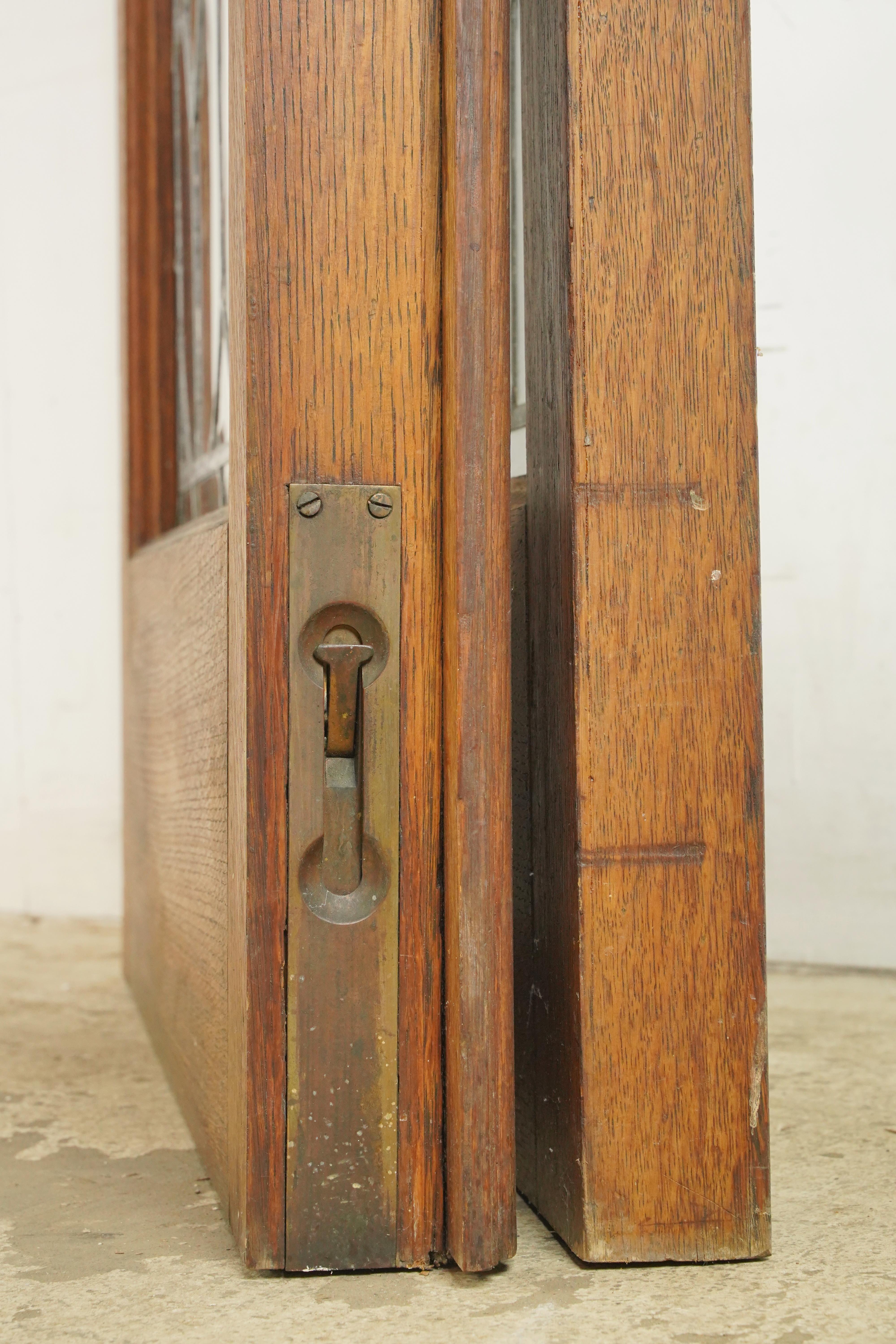 Clear Leaded Glass Oak Double Doors 83.5 x 53.5 in. 4