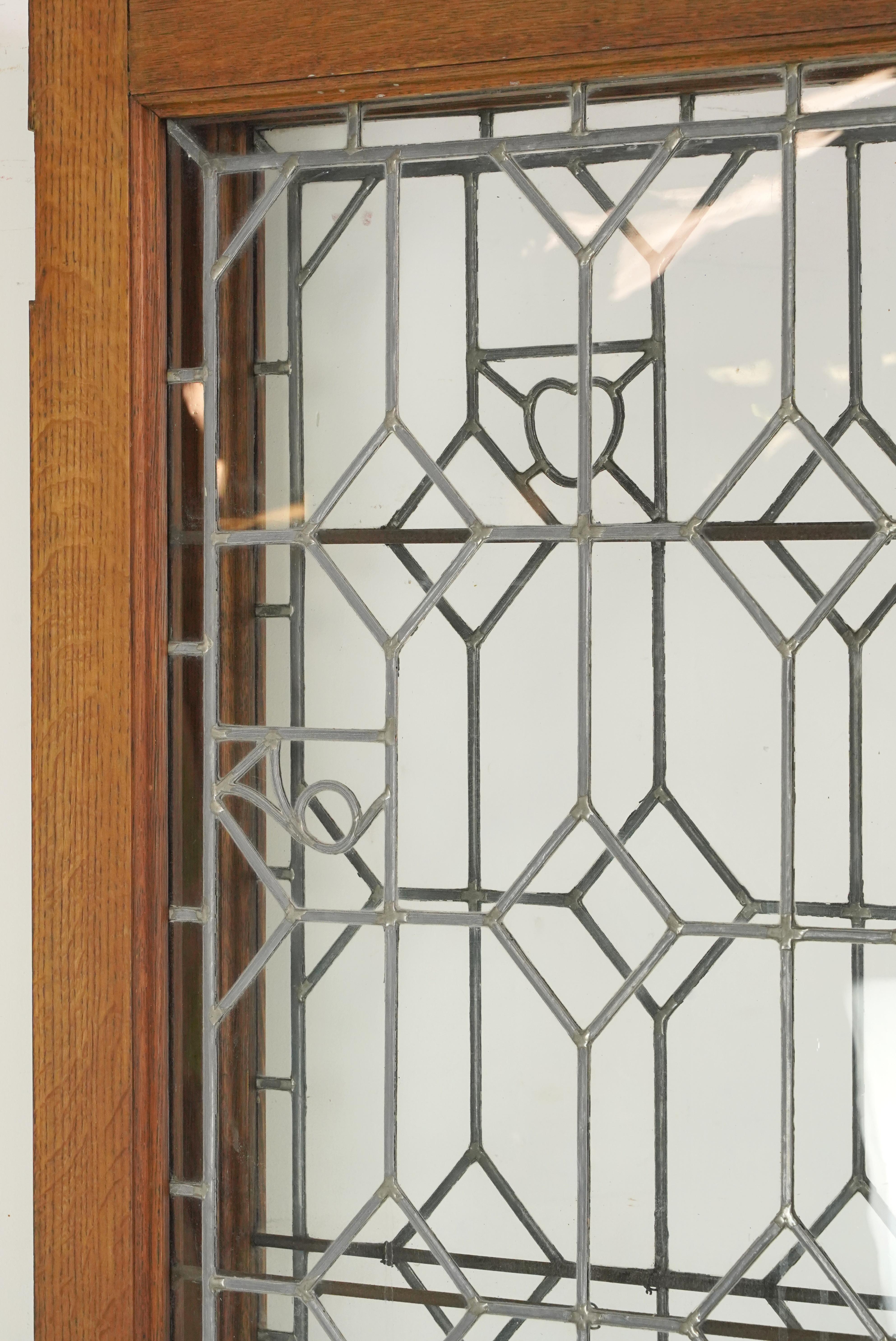 Clear Leaded Glass Oak Double Doors 83.5 x 53.5 in. 5