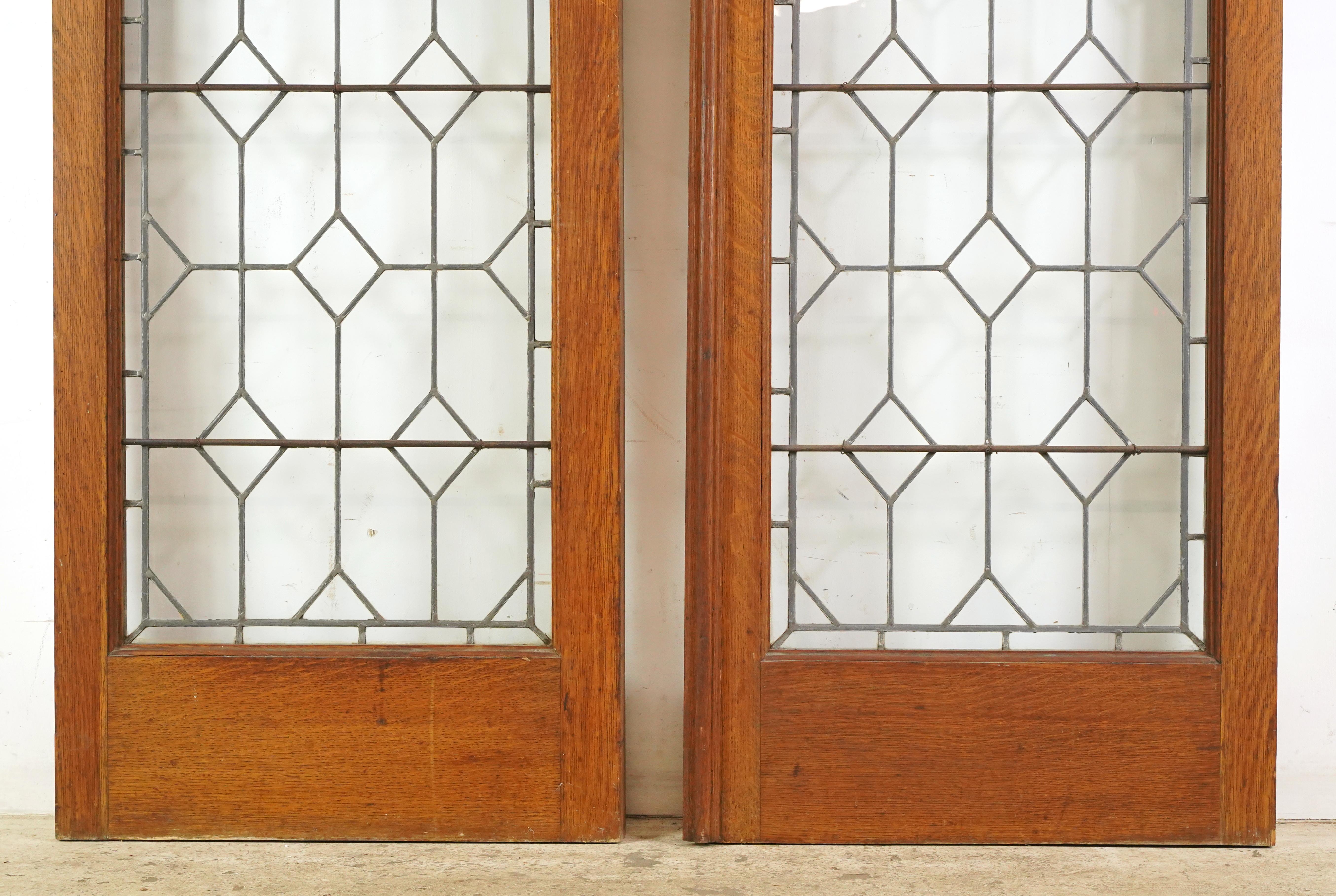 Clear Leaded Glass Oak Double Doors 83.5 x 53.5 in. 8