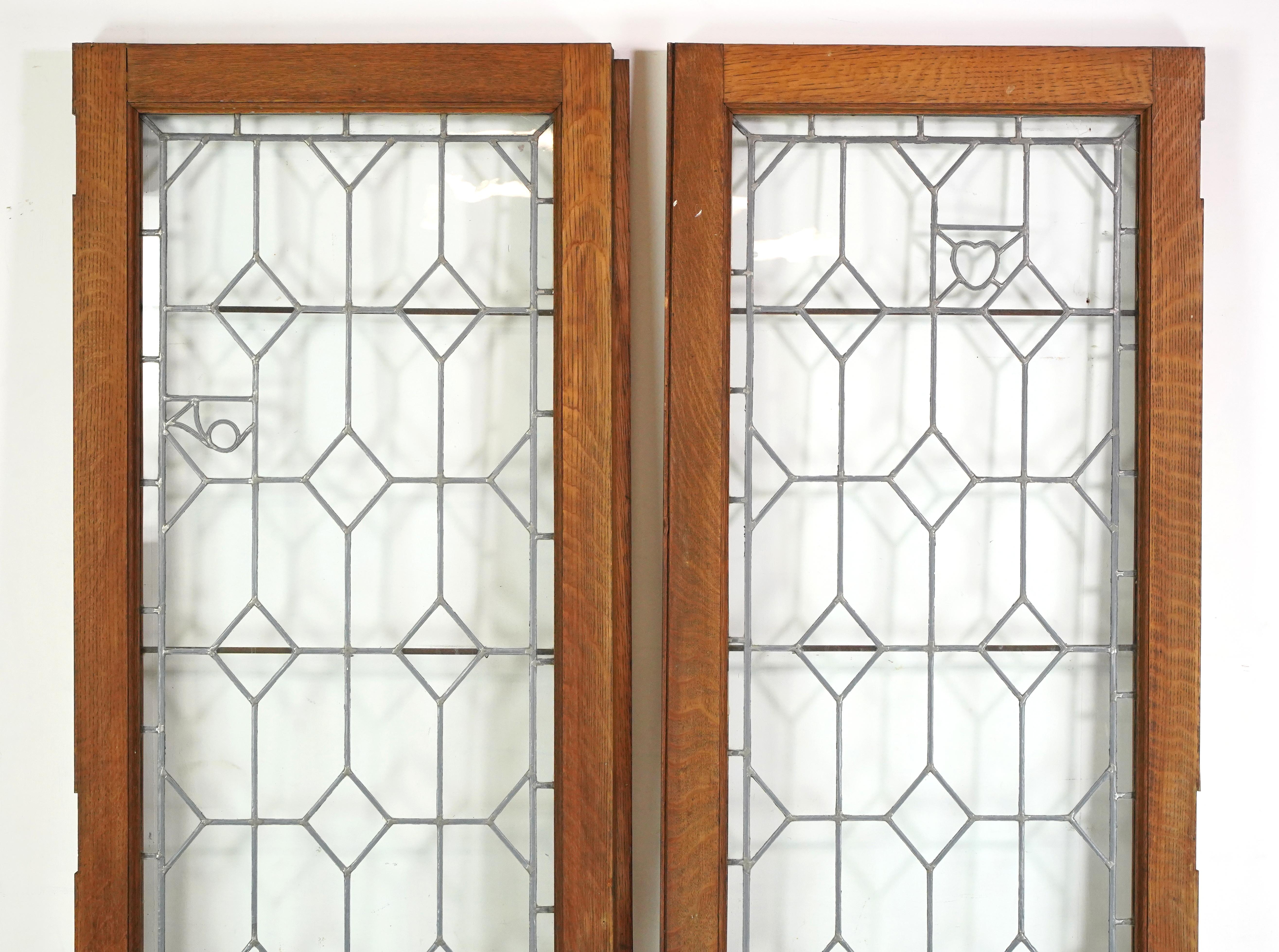American Clear Leaded Glass Oak Double Doors 83.5 x 53.5 in.