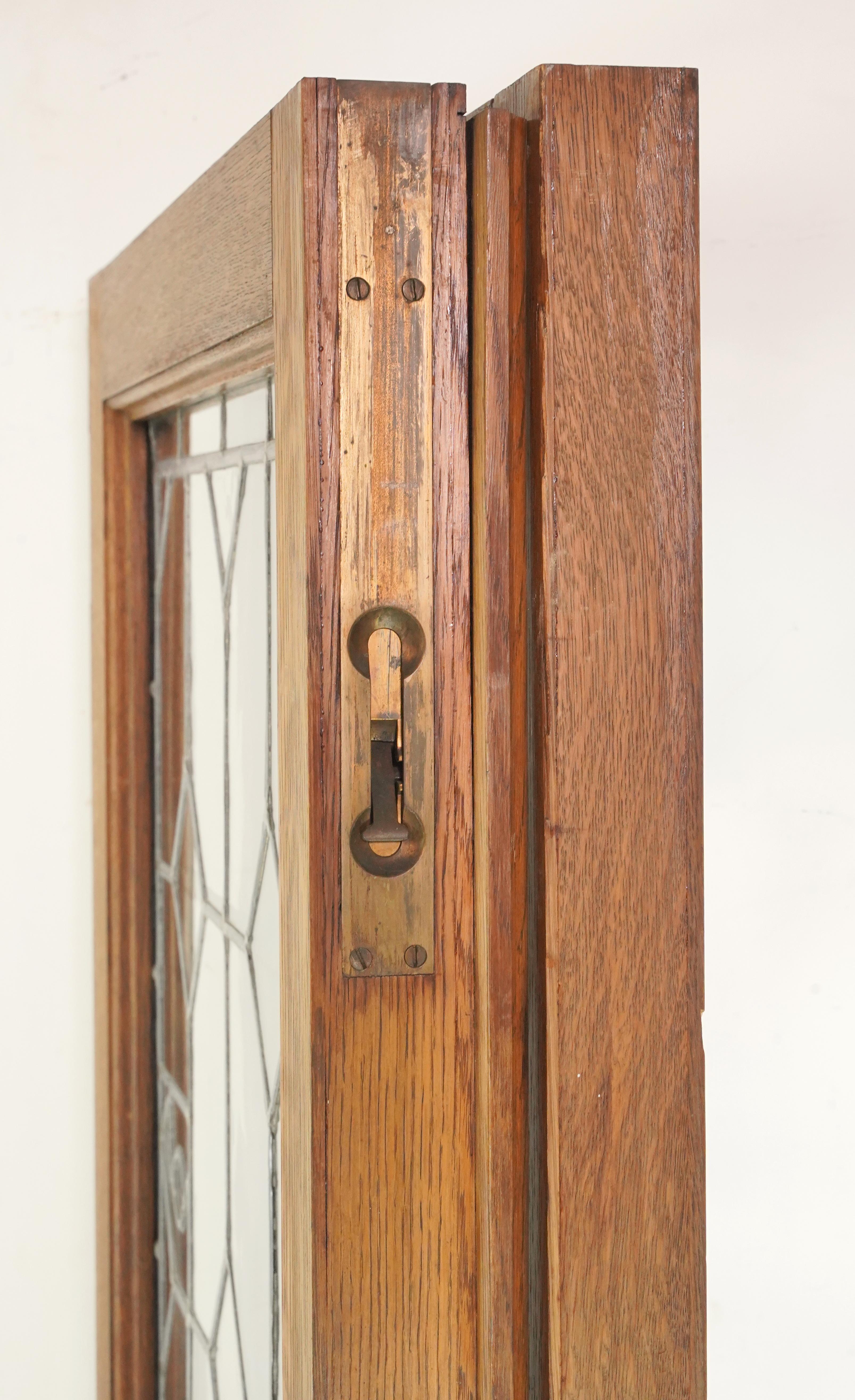 Clear Leaded Glass Oak Double Doors 83.5 x 53.5 in. 3