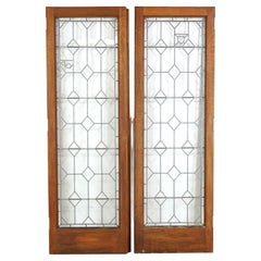 Clear Leaded Glass Oak Double Doors 83.5 x 53.5 in.