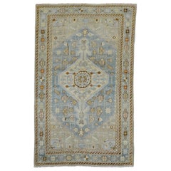 Clear Light Blue Ivory Antique Persian Malayer Rug