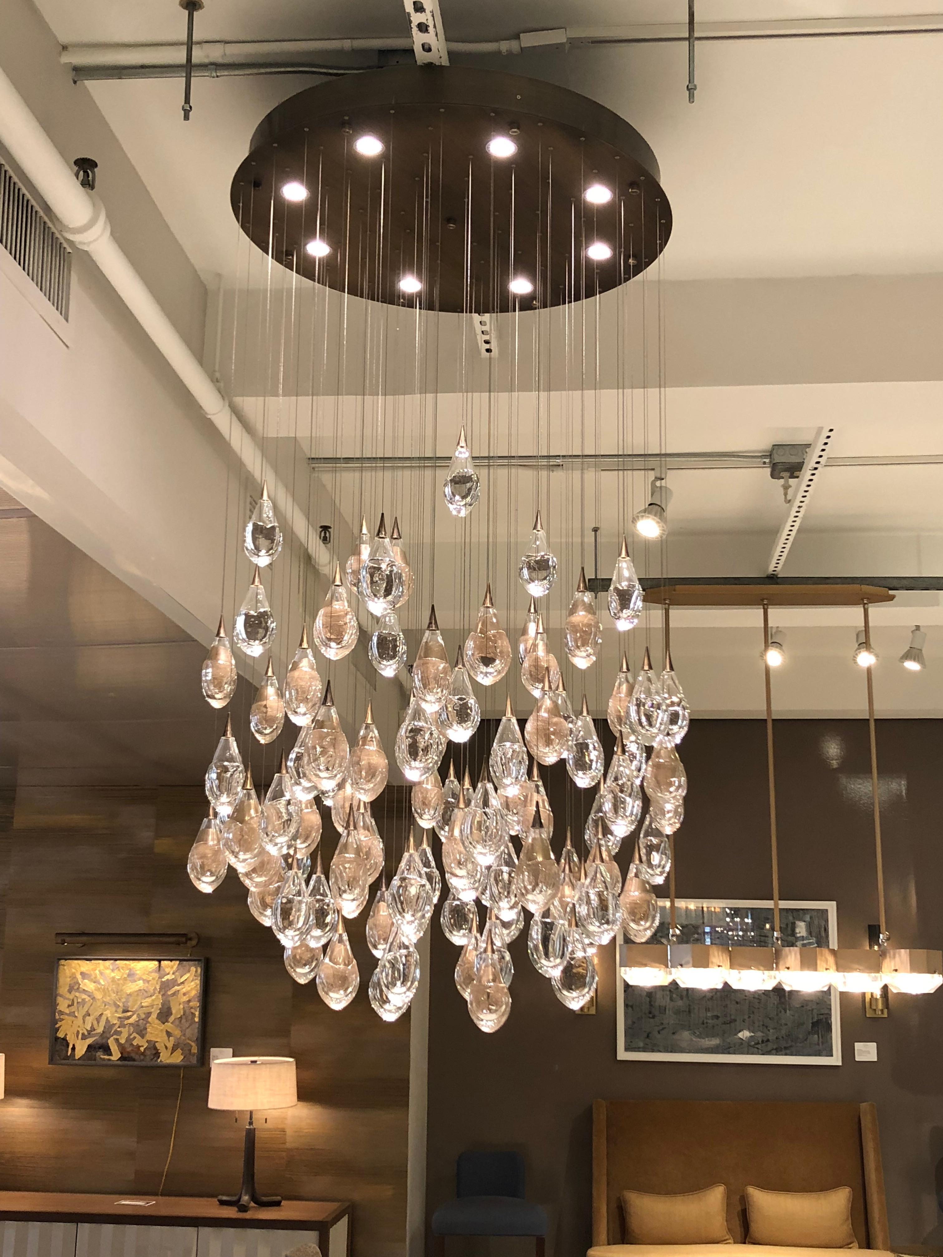 Modern Rectangular Light Drop Chandelier by Studio Bel Vetro For Sale