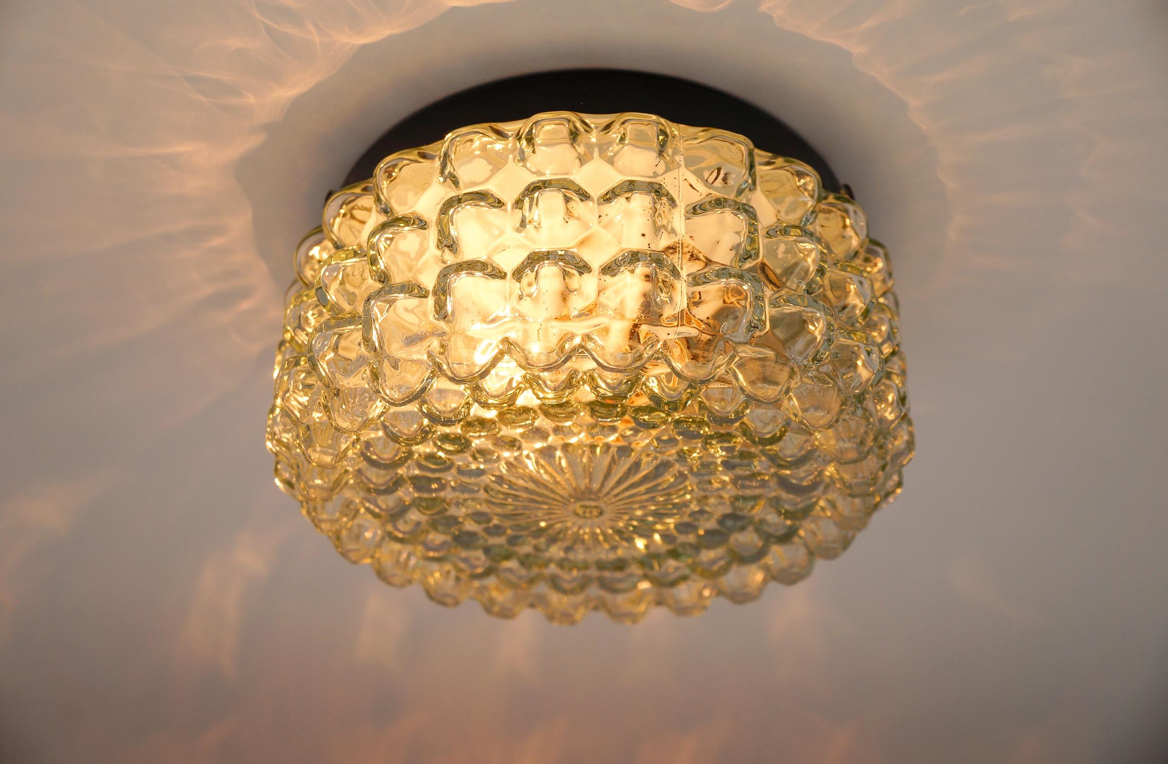 Mid-Century Modern Clear Lovely Bubble Glass Wall Lamp or Flush Mount Light, 1960s Germany For Sale