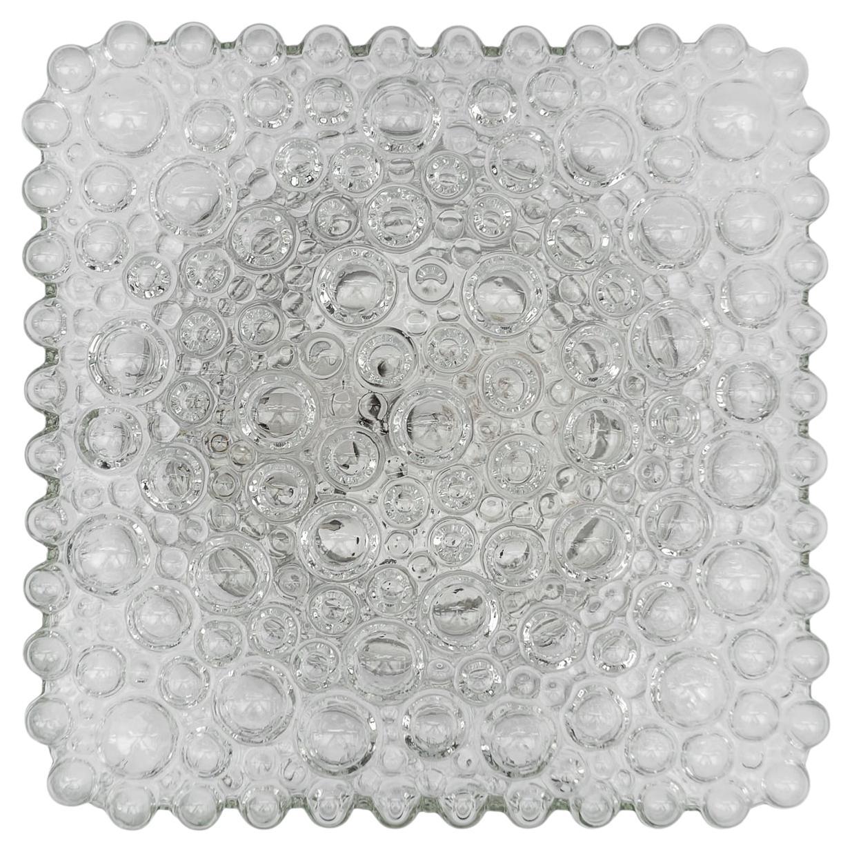 Schöne Wandleuchte aus klarem Blasenglas oder Einbaubeleuchtung, 1960er Jahre, Deutschland