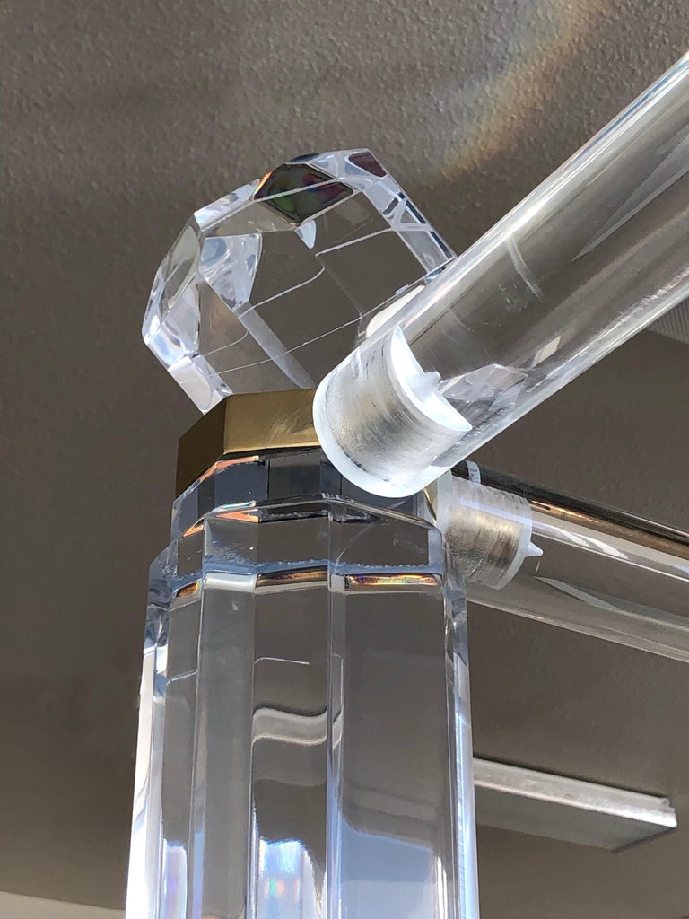 Clear Lucite and Brass King Size Canopy Bed For Sale at ...