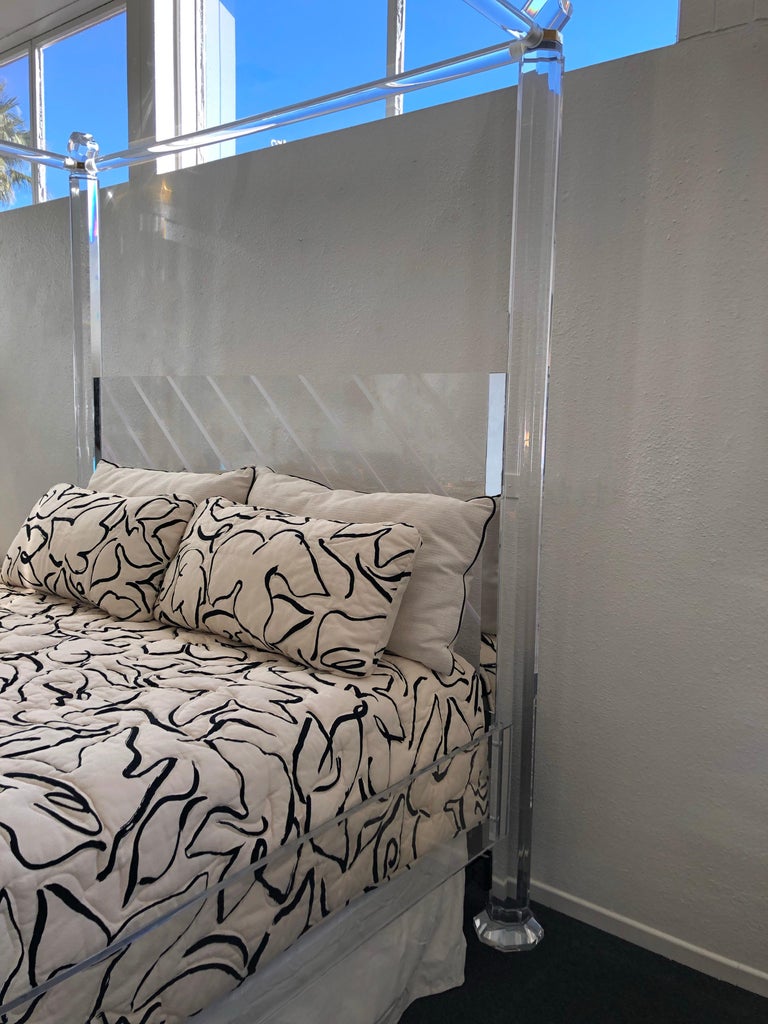 Cler Lucite Nd Brss King Size Cnopy Bed For Sle T 1stdibs