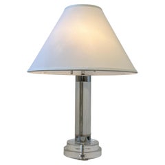 Clear Lucite and Chrome Table Lamp by Karl Springer