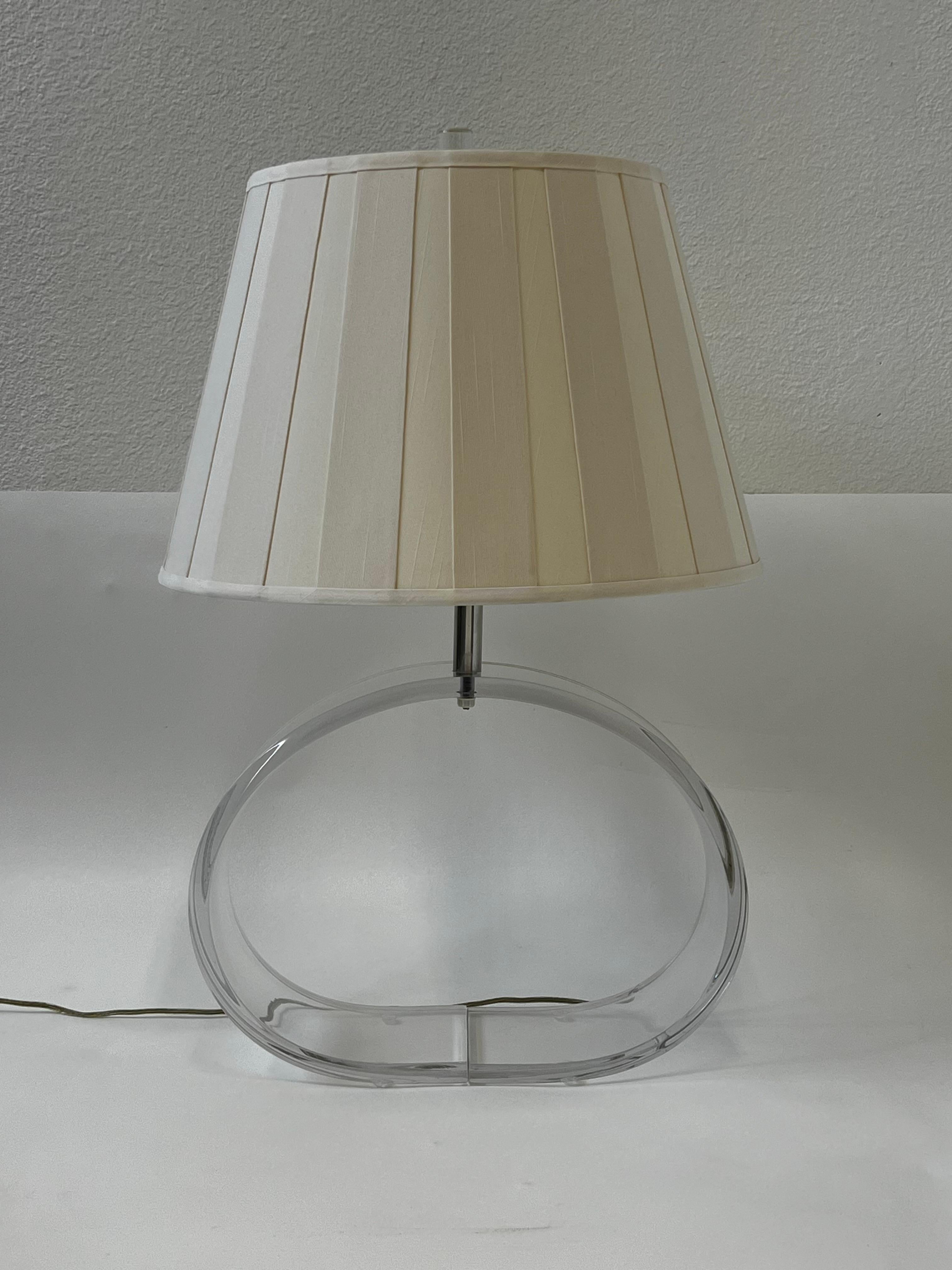 Modern Clear Lucite and Chrome Table Lamp by Ritts  For Sale