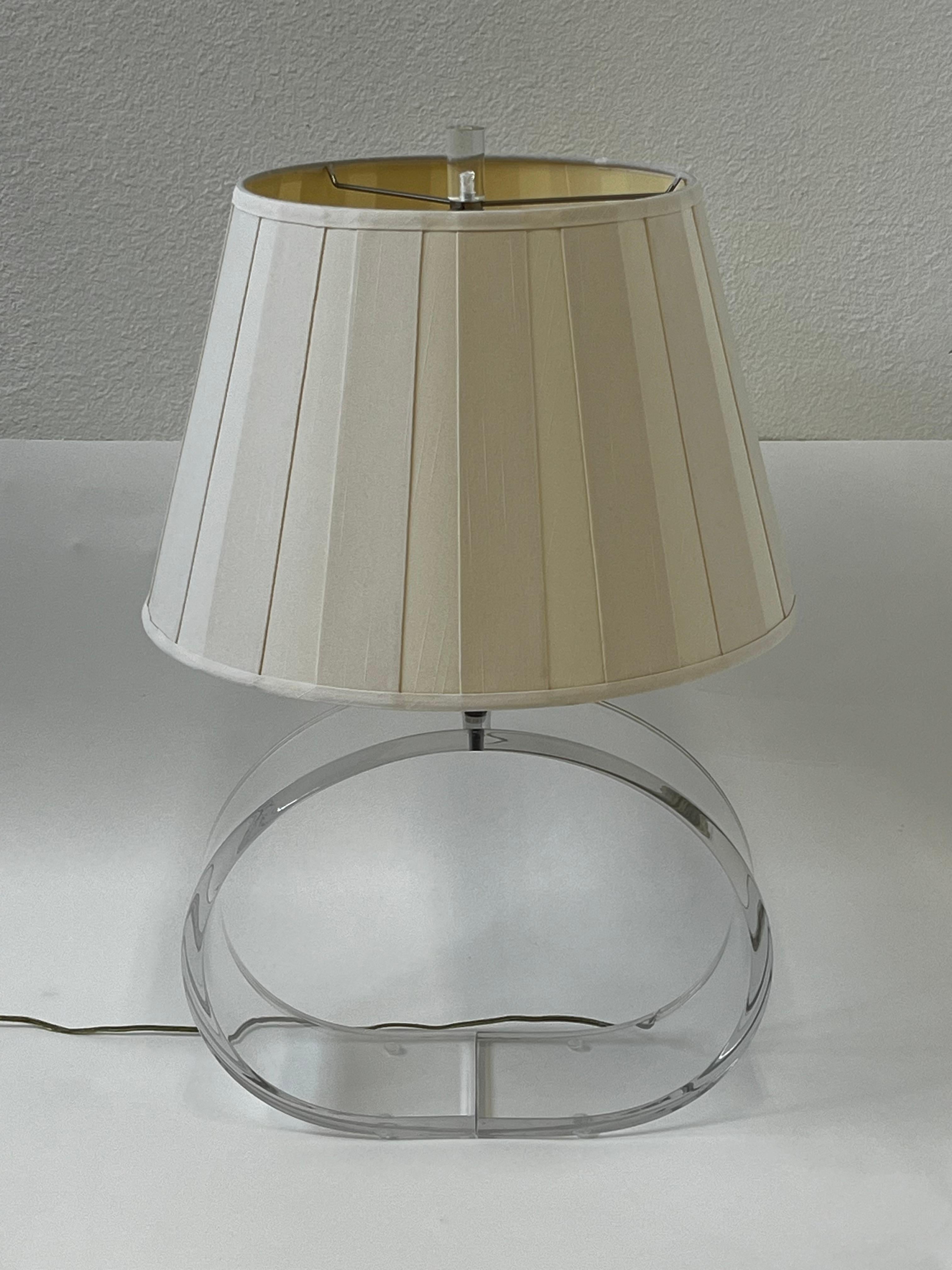 American Clear Lucite and Chrome Table Lamp by Ritts  For Sale