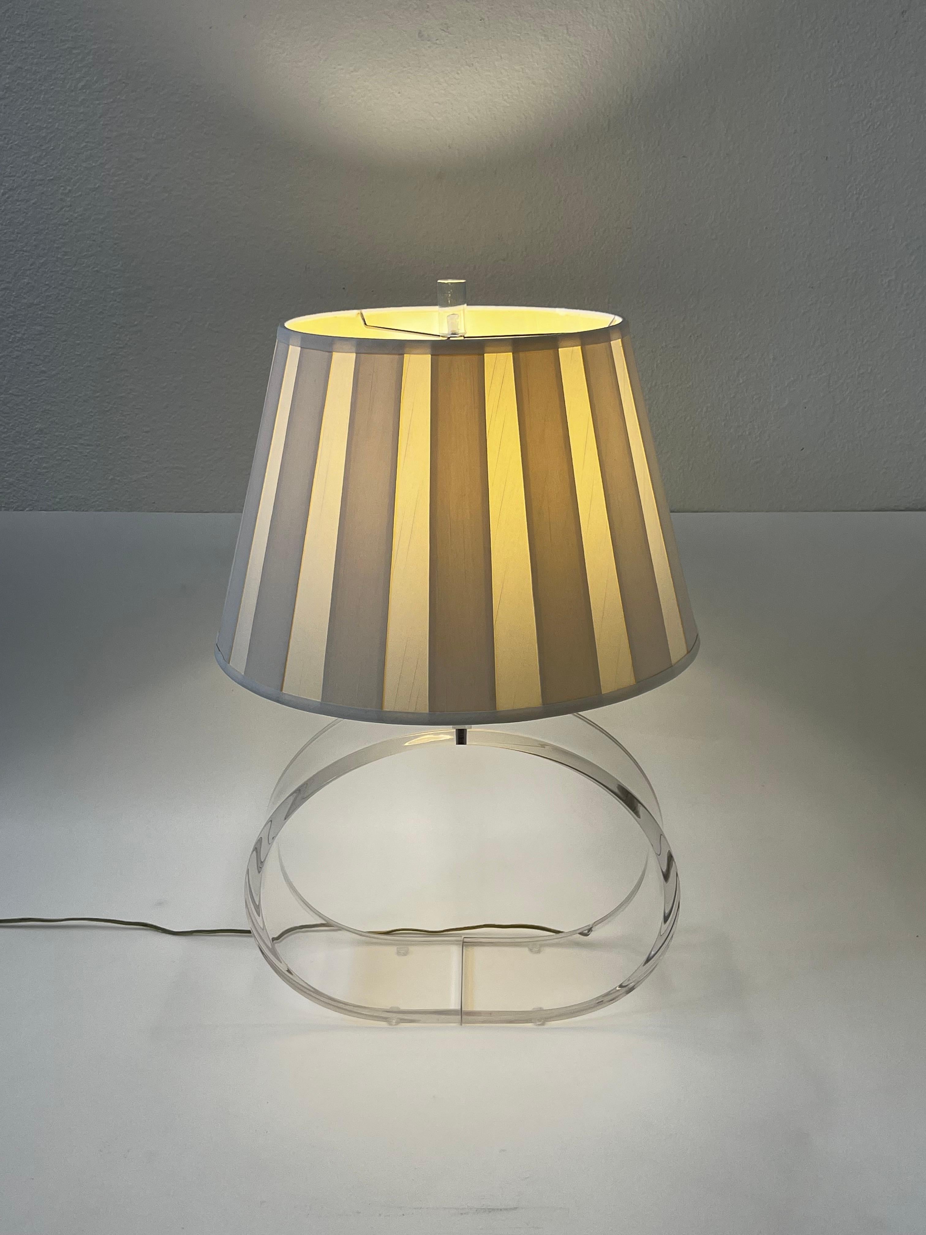 Hand-Crafted Clear Lucite and Chrome Table Lamp by Ritts  For Sale