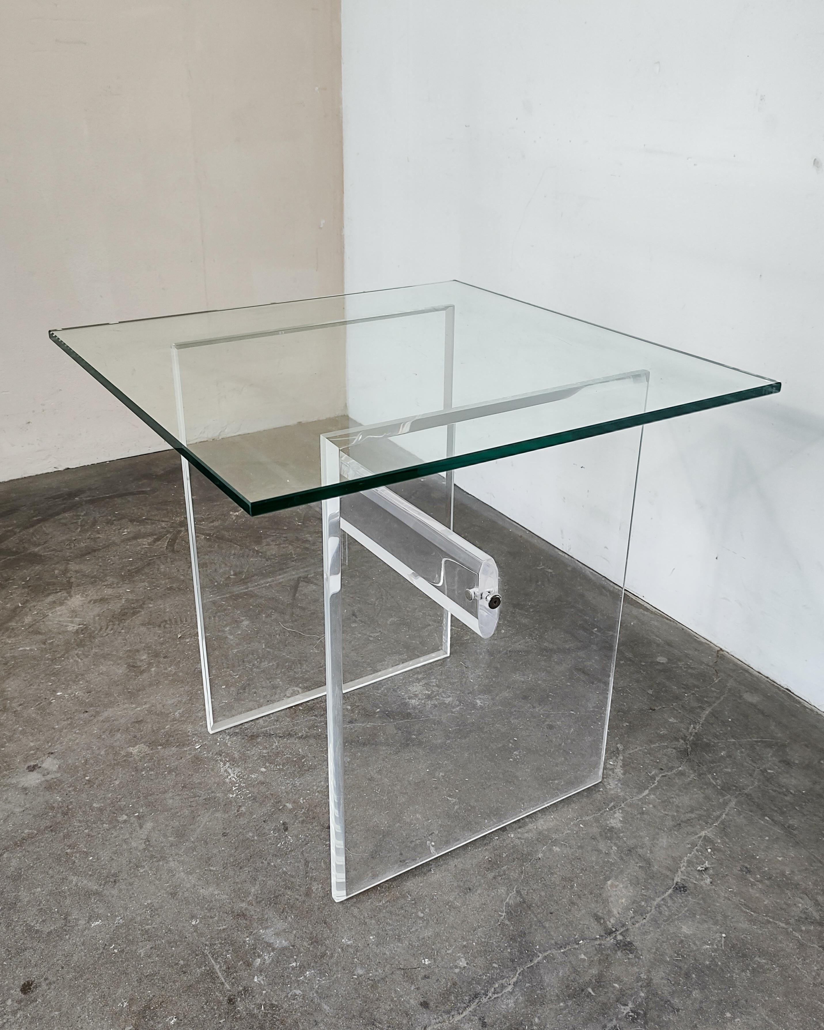 Hollywood Regency Clear Lucite and Glass End / Side Table, 1970s