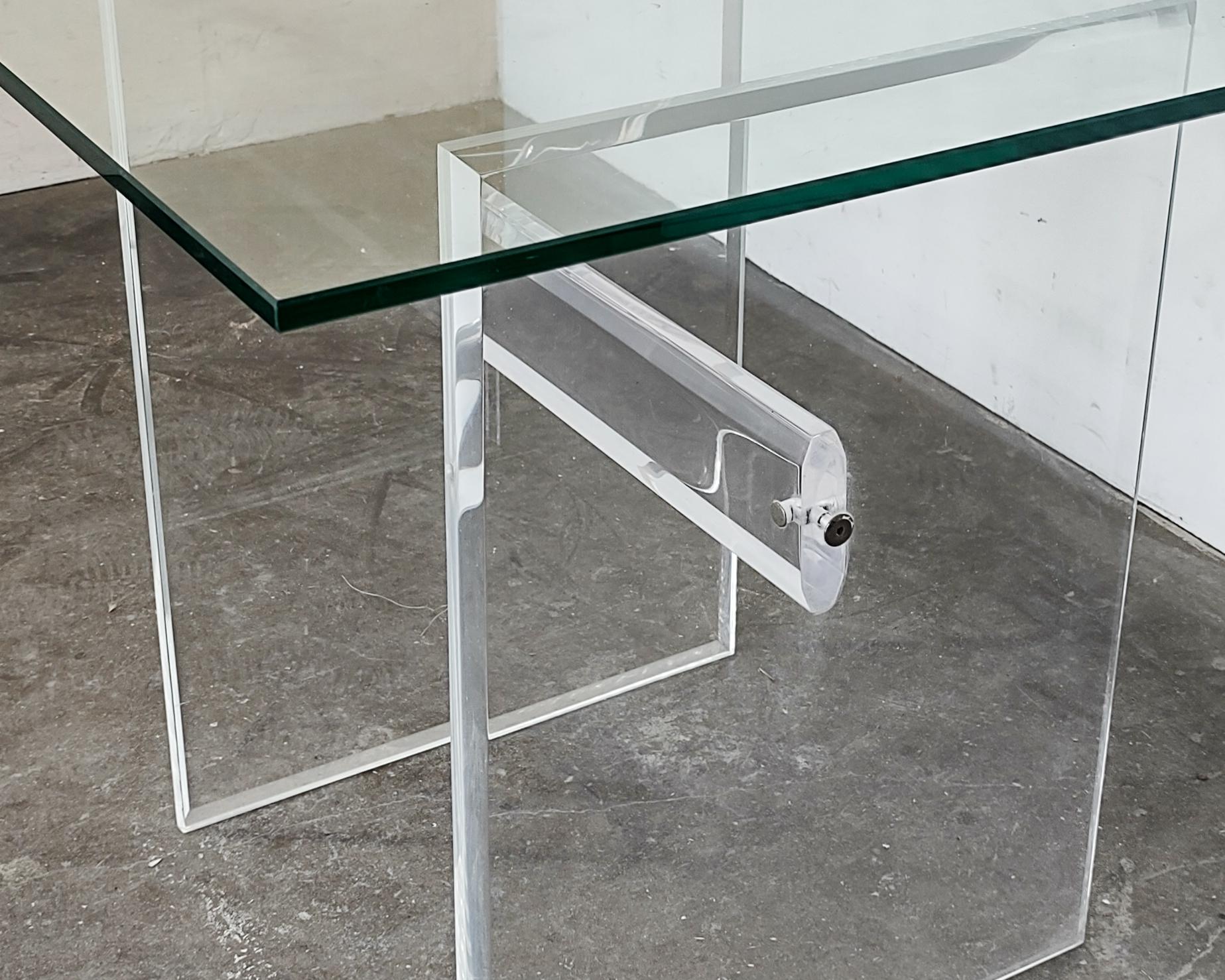 Unknown Clear Lucite and Glass End / Side Table, 1970s