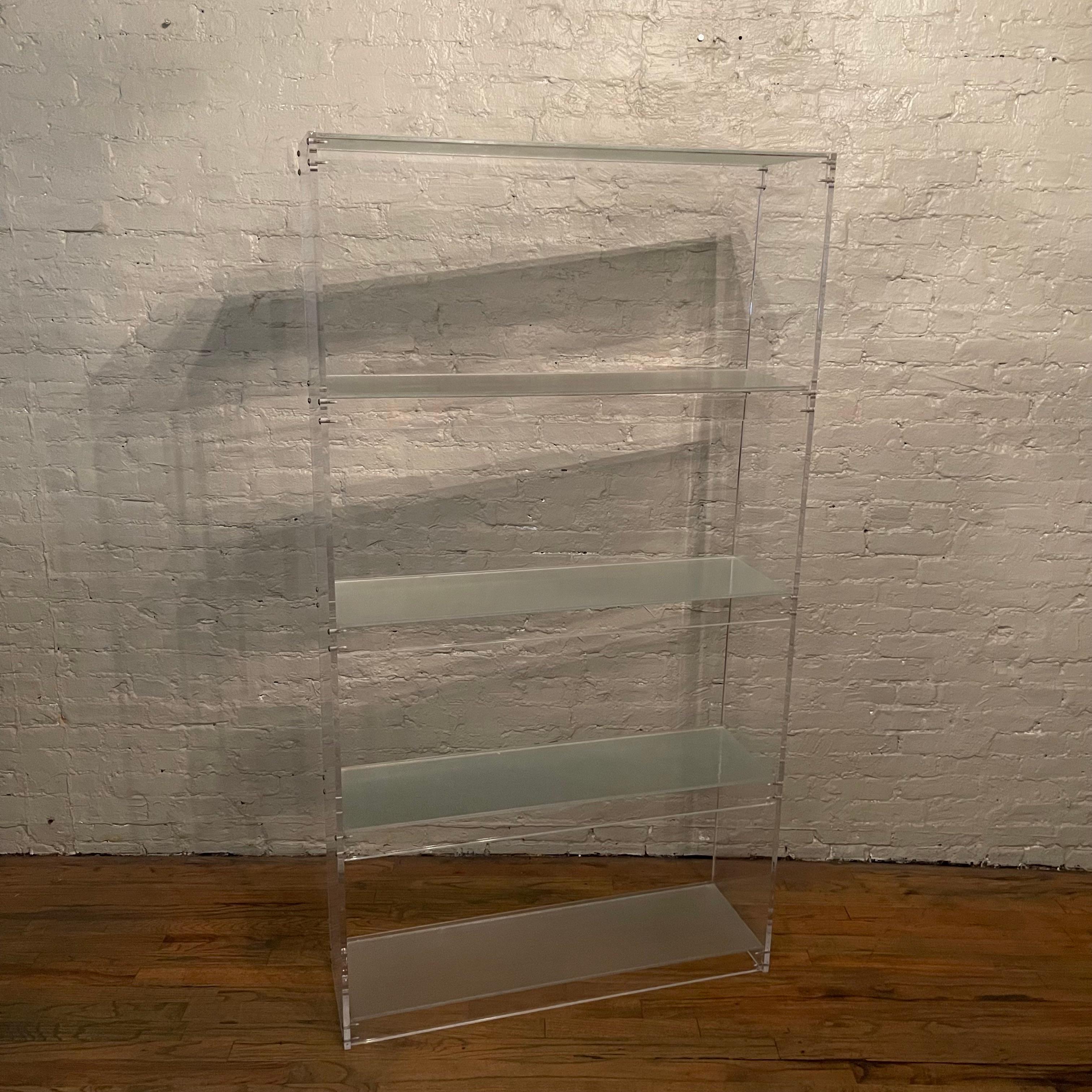 Clear Lucite And Glass Etagere Open Shelf Unit Divider 4