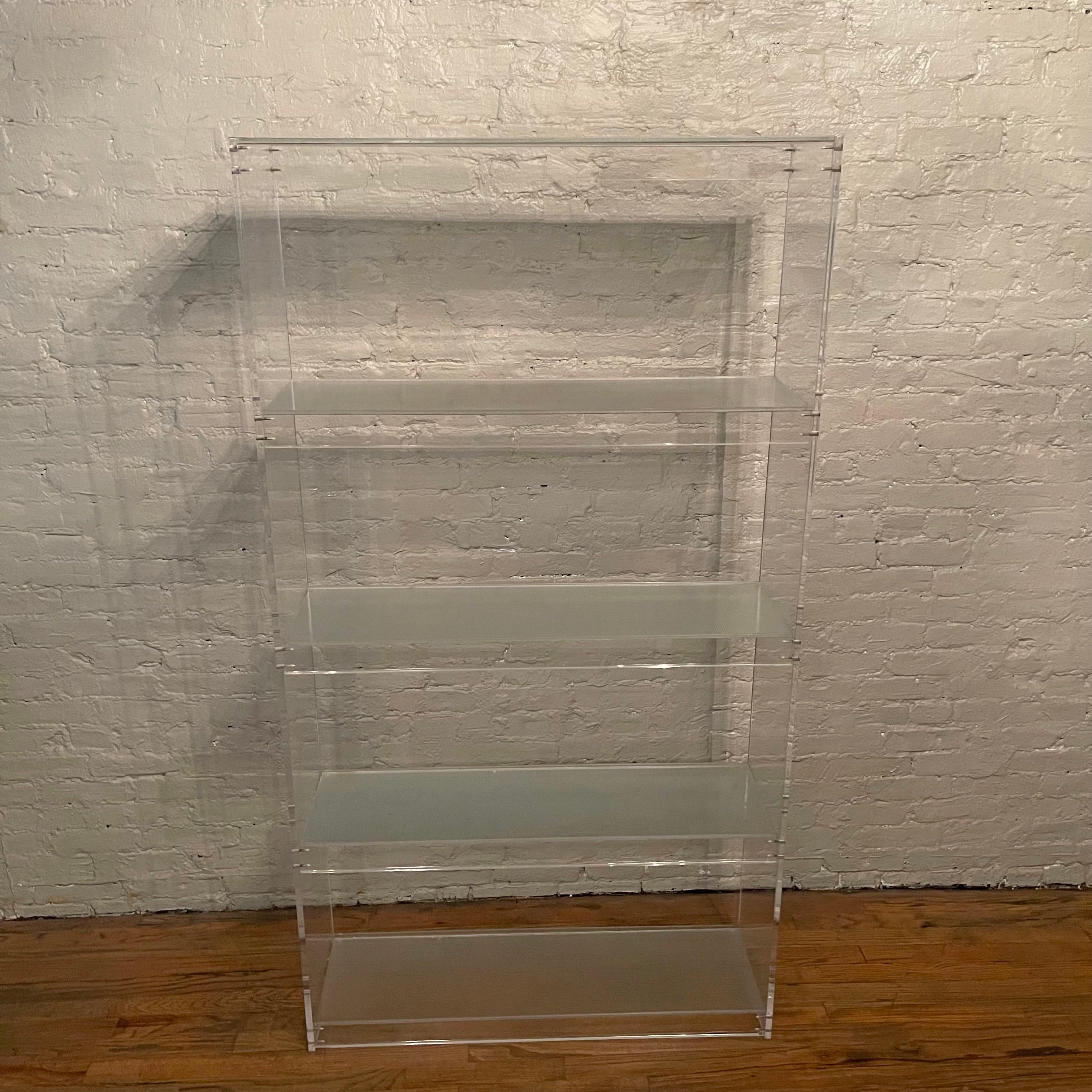 Mid-Century Modern Clear Lucite And Glass Etagere Open Shelf Unit Divider