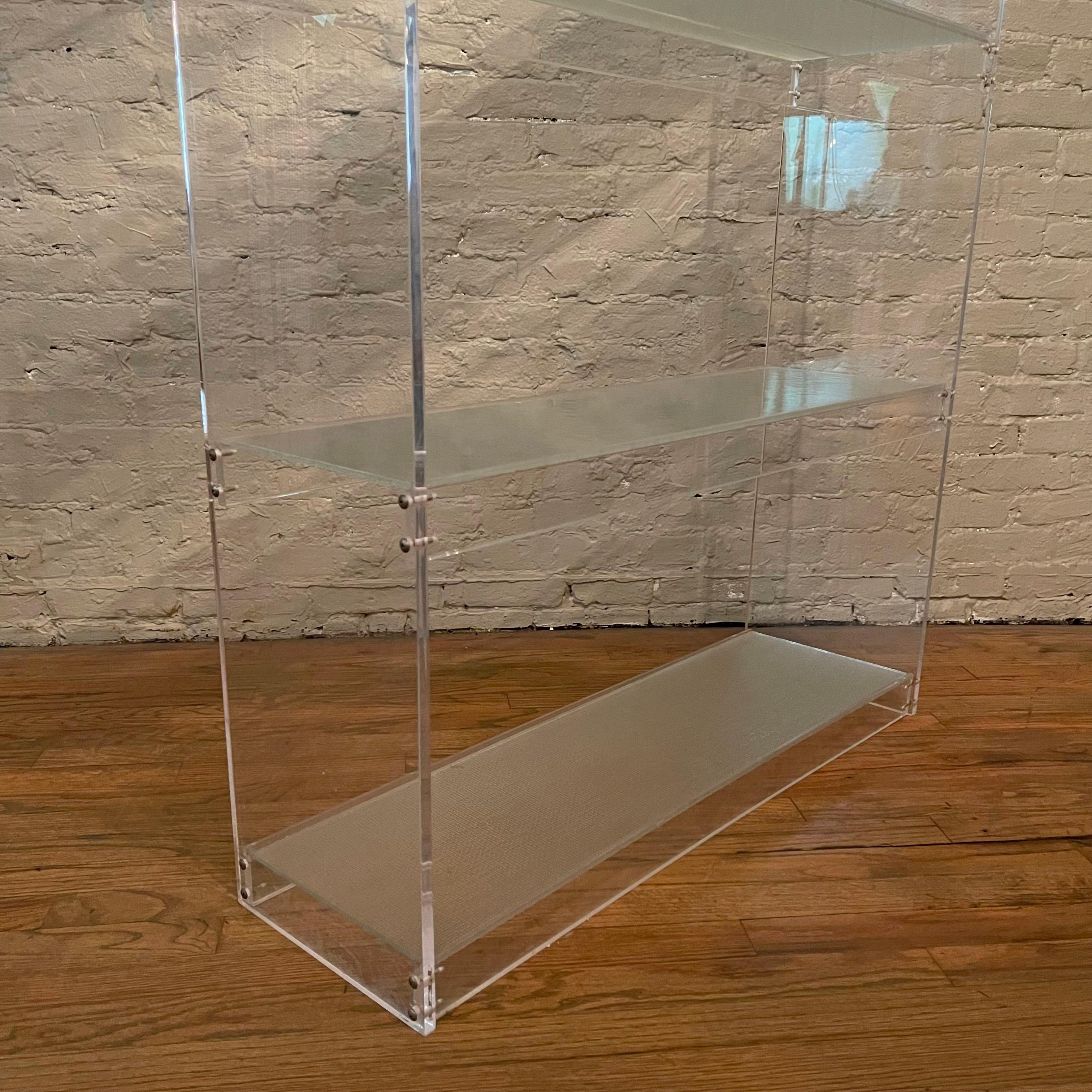 20th Century Clear Lucite And Glass Etagere Open Shelf Unit Divider